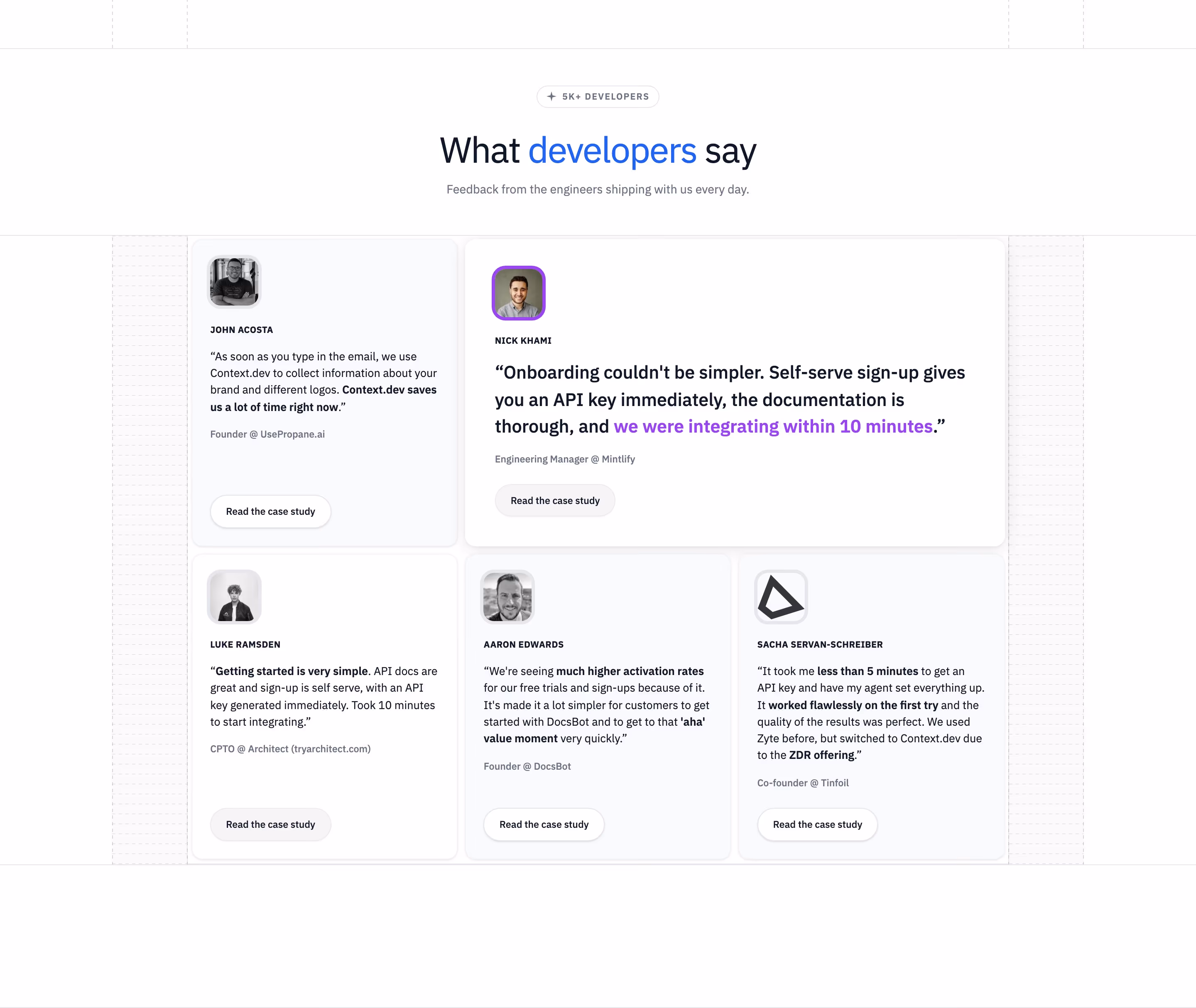 Context testimonial design — Engineering & Infrastructure