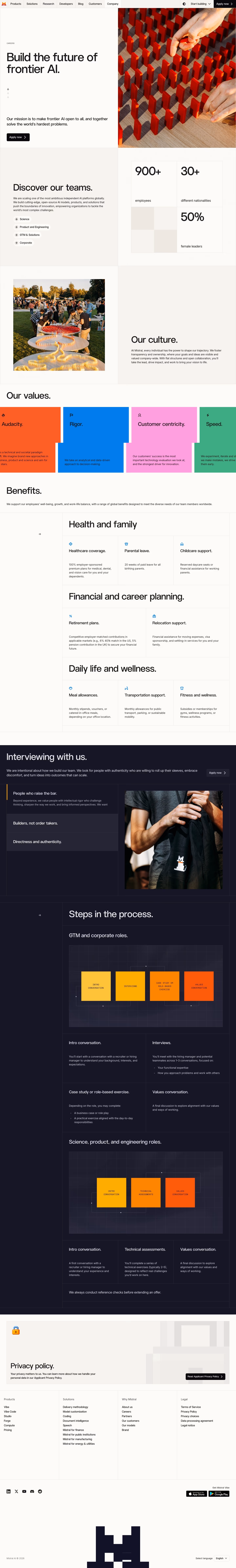 Mistral Careers pages section design