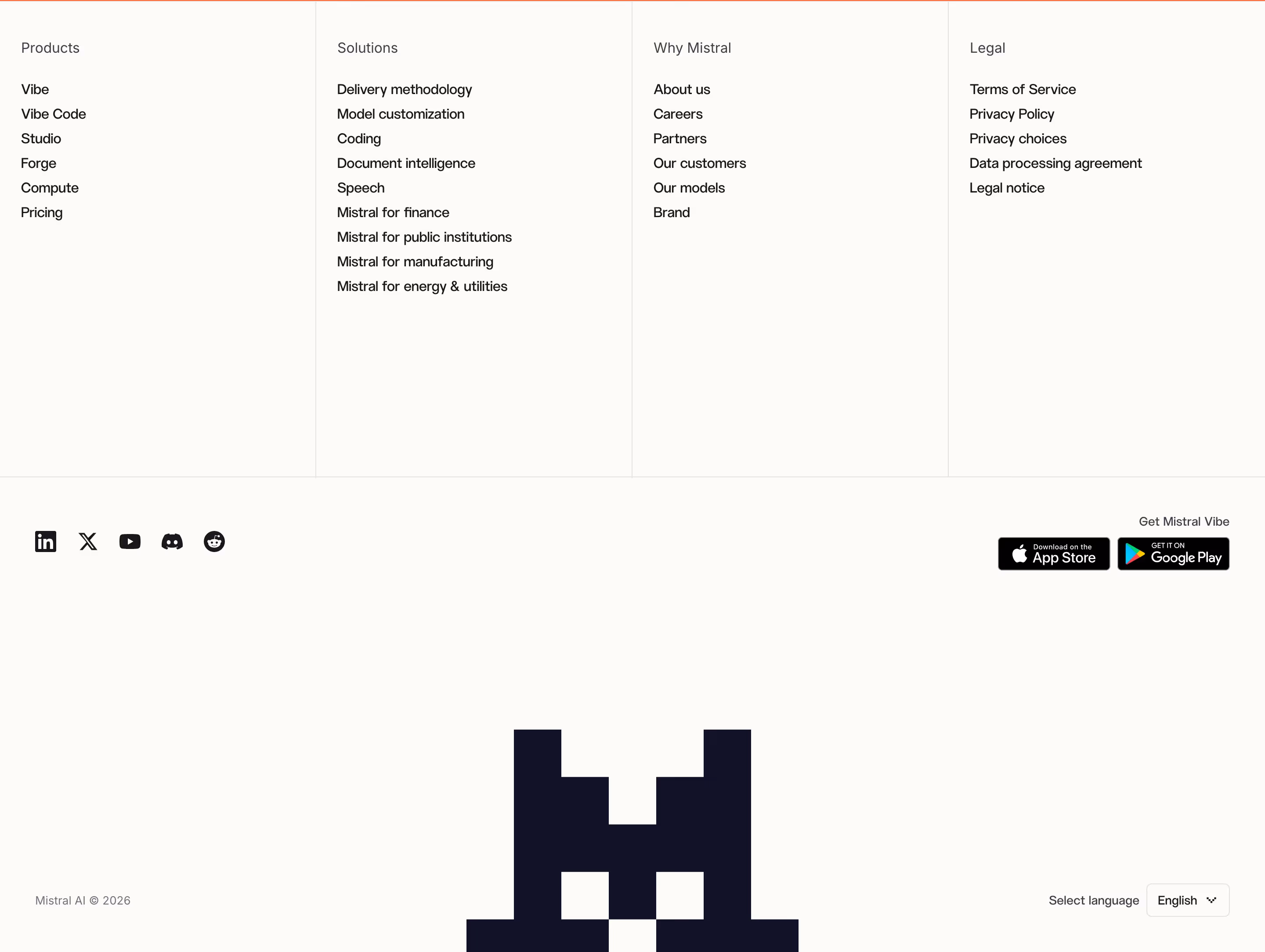 Mistral footer design — Engineering & Infrastructure