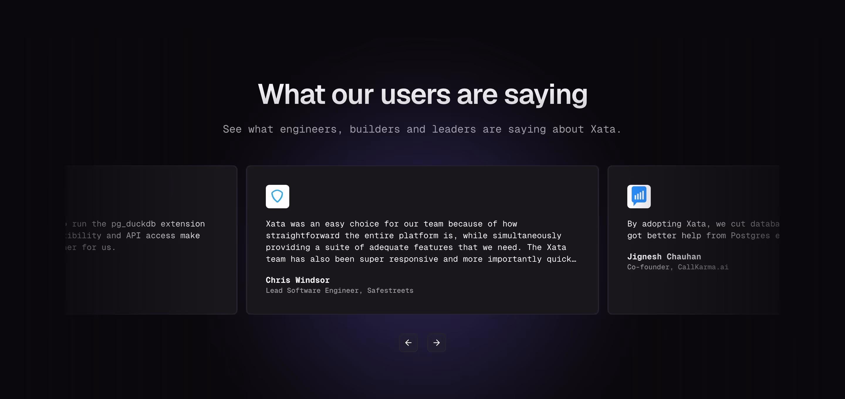 Xata testimonial design — Engineering & Infrastructure