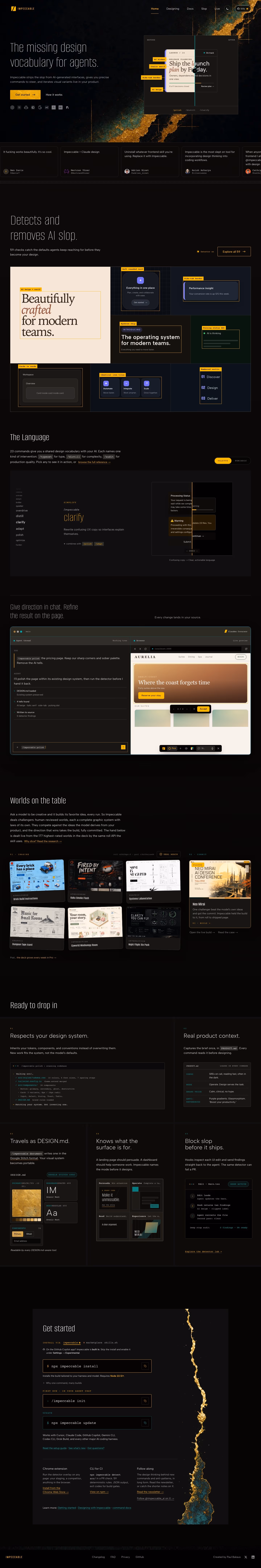 Impeccable full landing page screenshot (desktop)