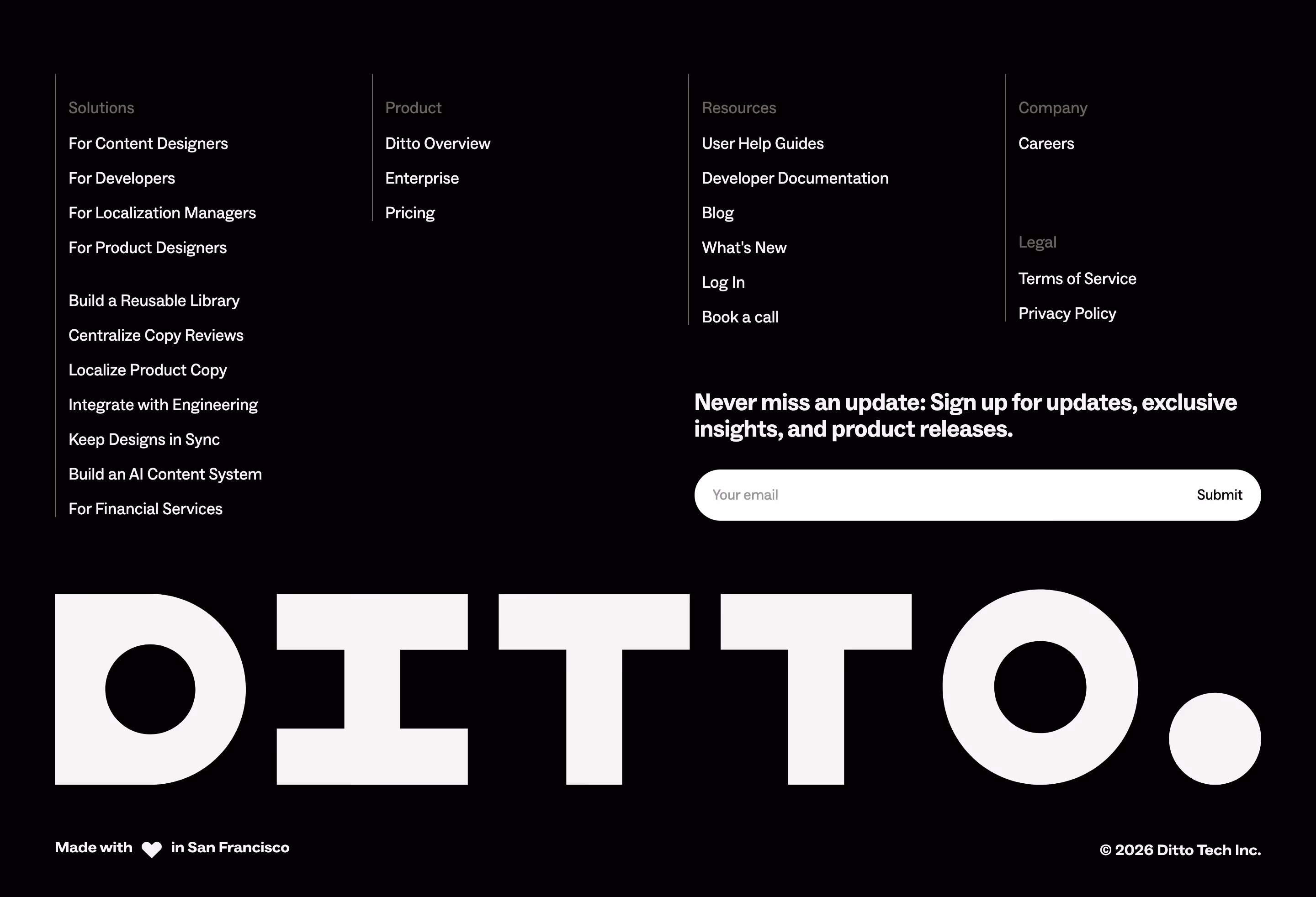 Dittowords footer design — Productivity & Collaboration
