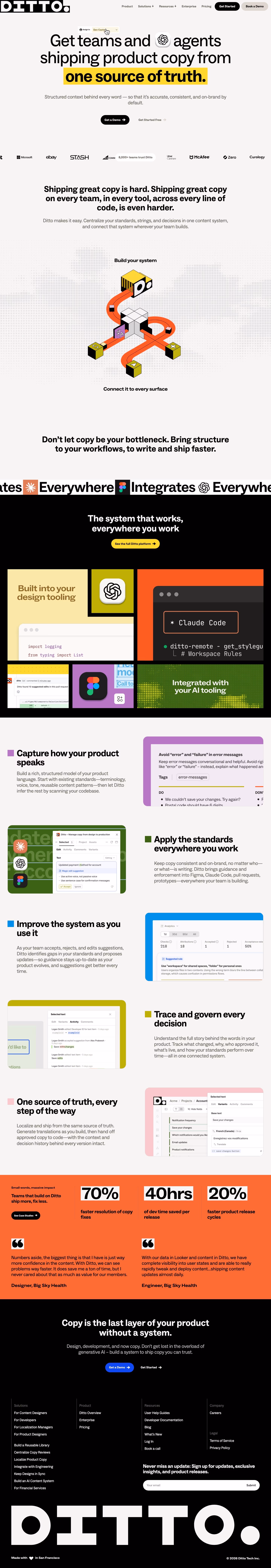 Dittowords landing page design — Productivity & Collaboration