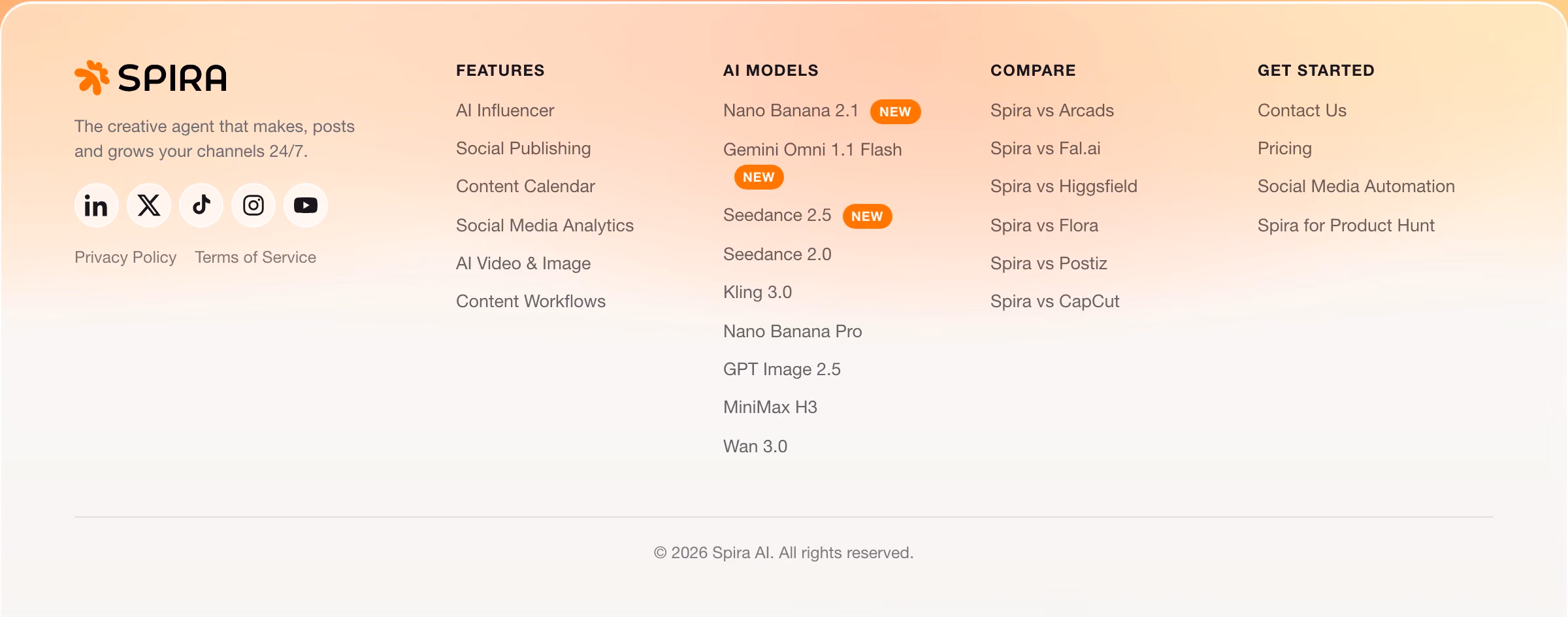 Spira Footers section design