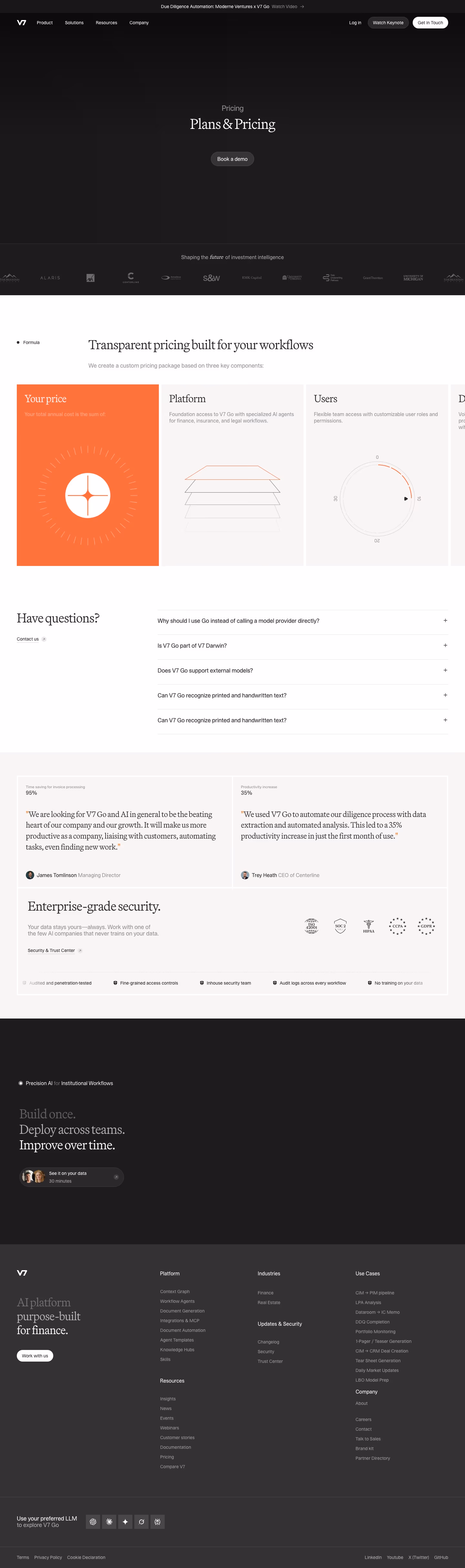V7labs Pricing & Plans section design