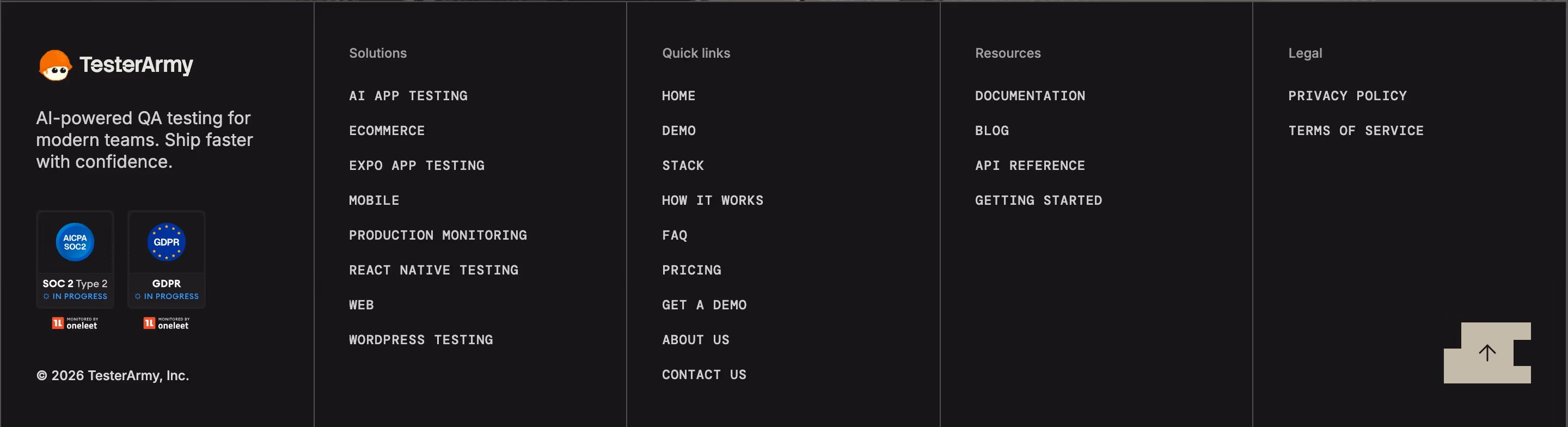 Tester footer design — Engineering & Infrastructure