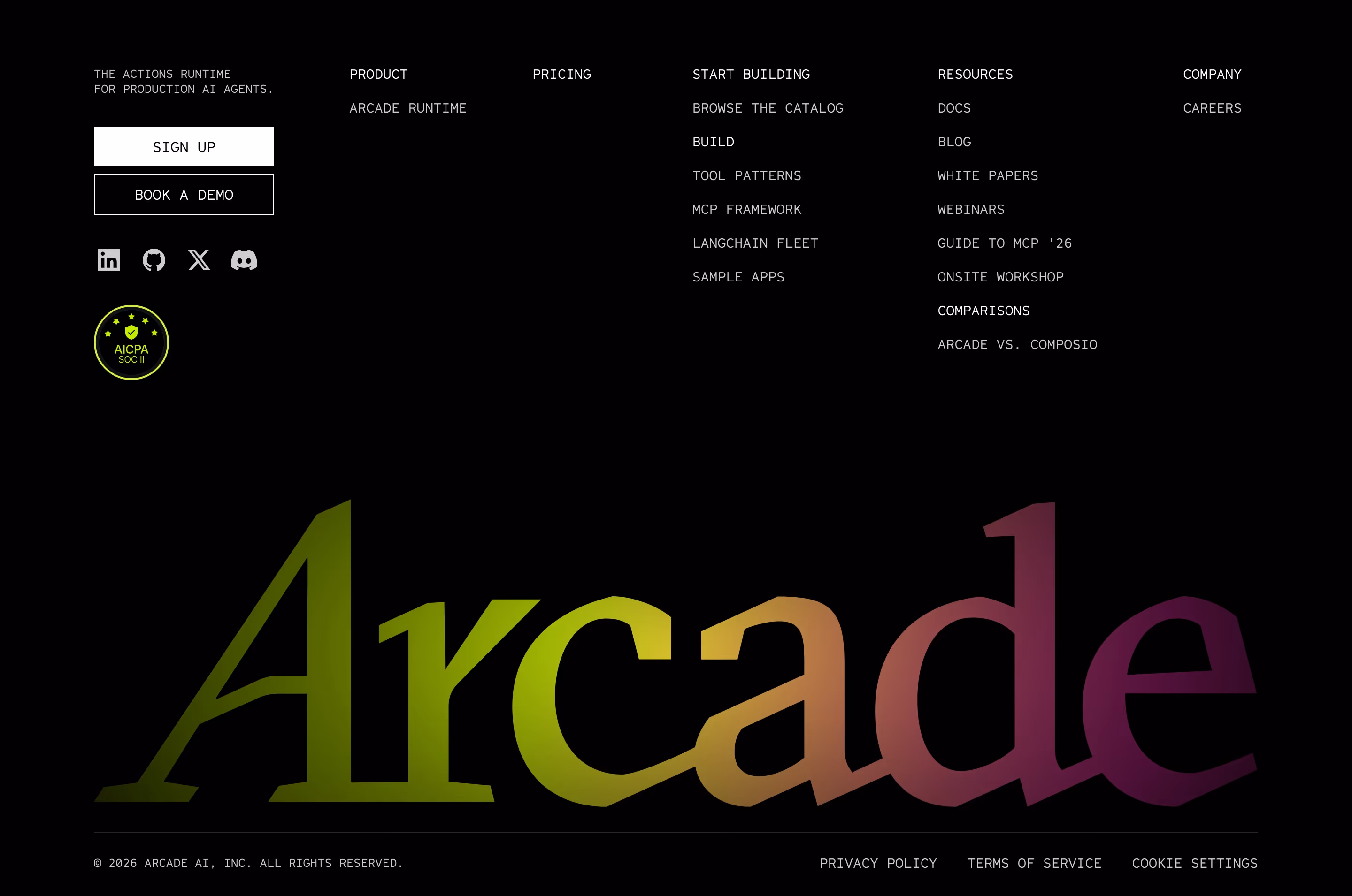 Arcade footer design — Engineering & Infrastructure