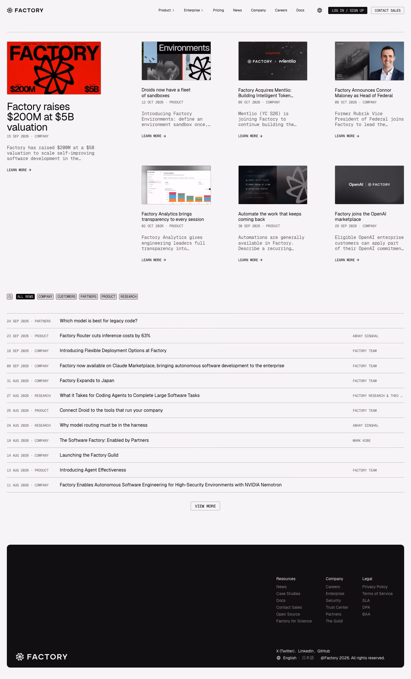 Factory Blog pages section design