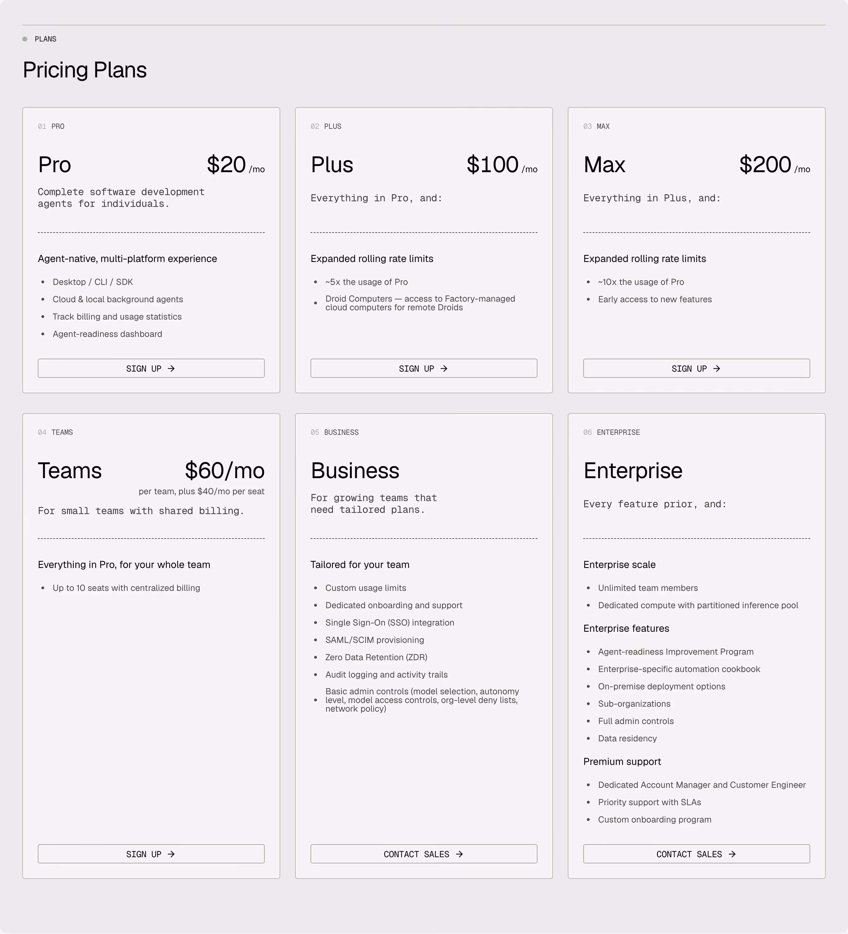 Factory Pricing section design