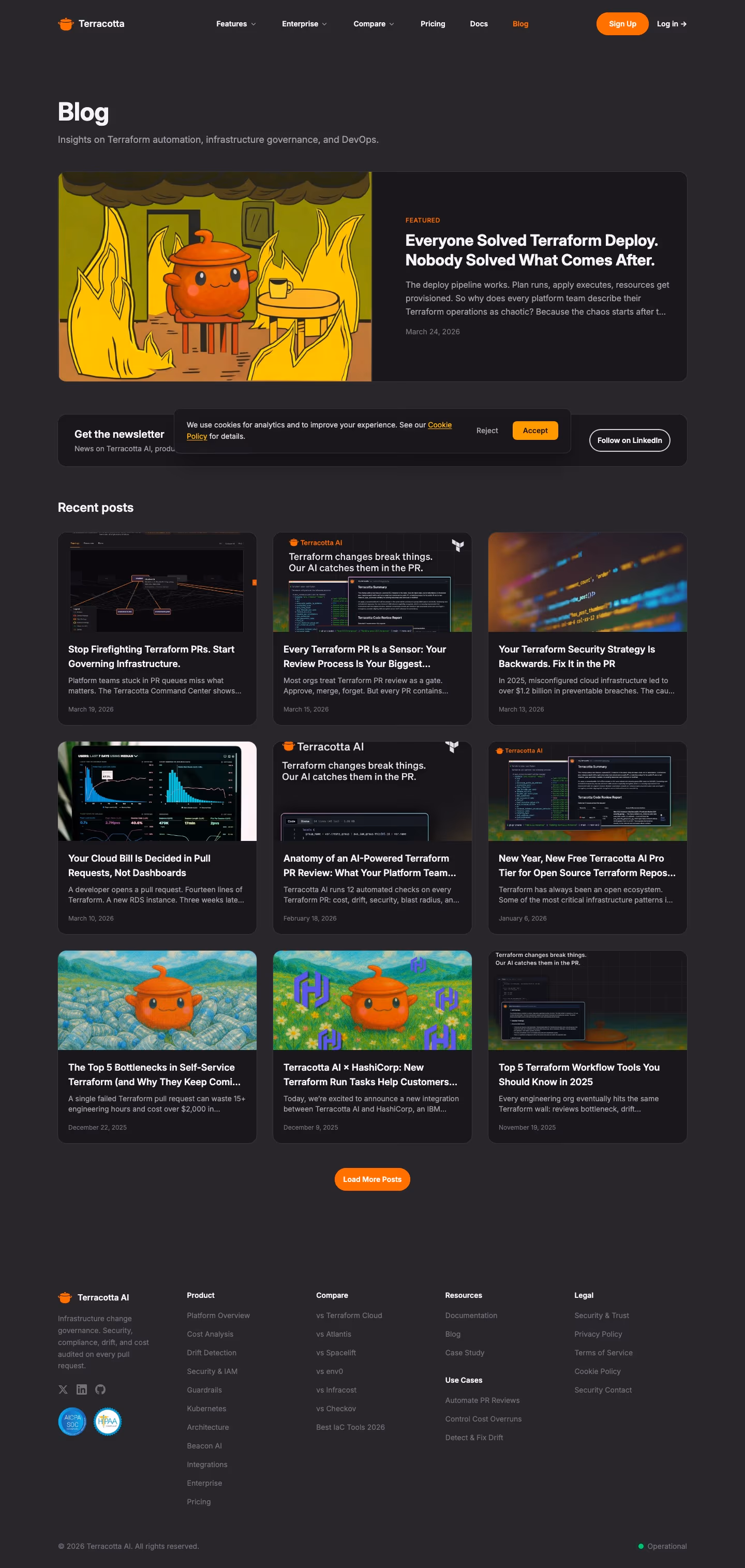 Tryterracotta Blog pages section design