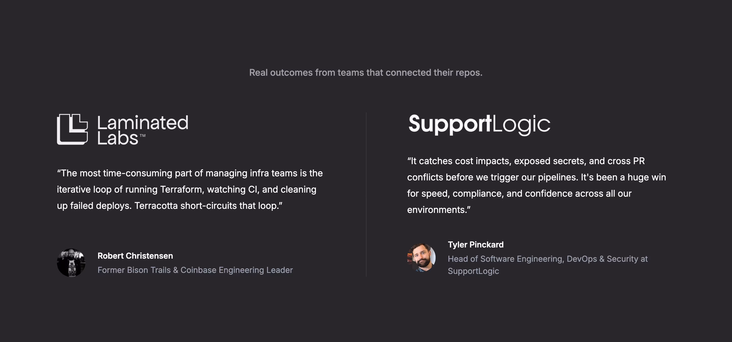 Testimonial section on Tryterracotta's website