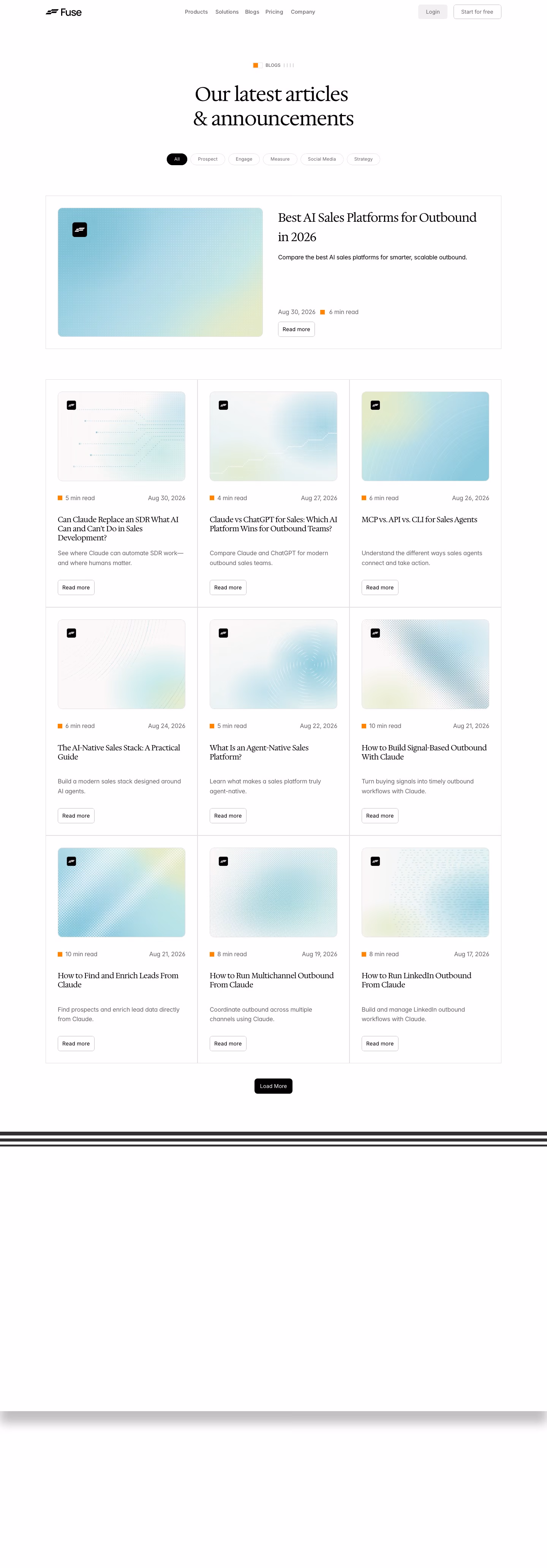 Fuse AI Blog pages section design