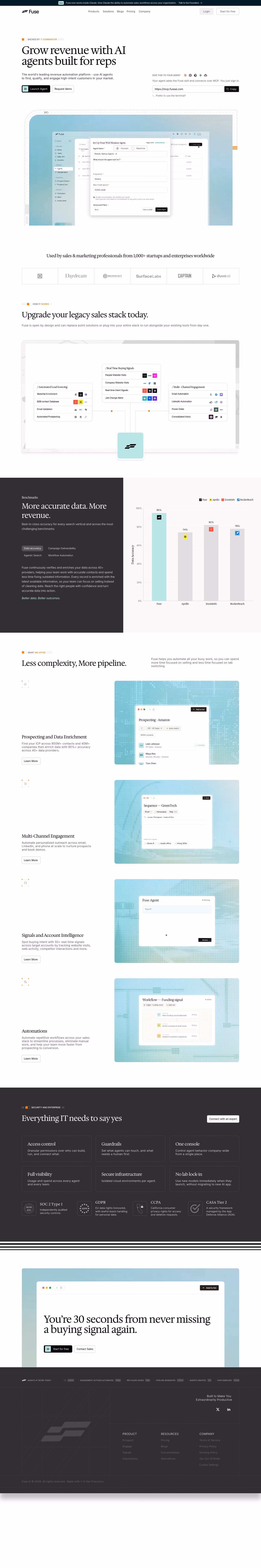 Fuse AI landing page design