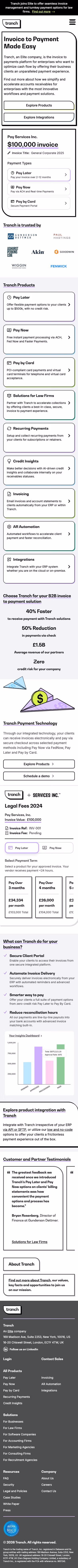 Tranch mobile design — Finance & Commerce