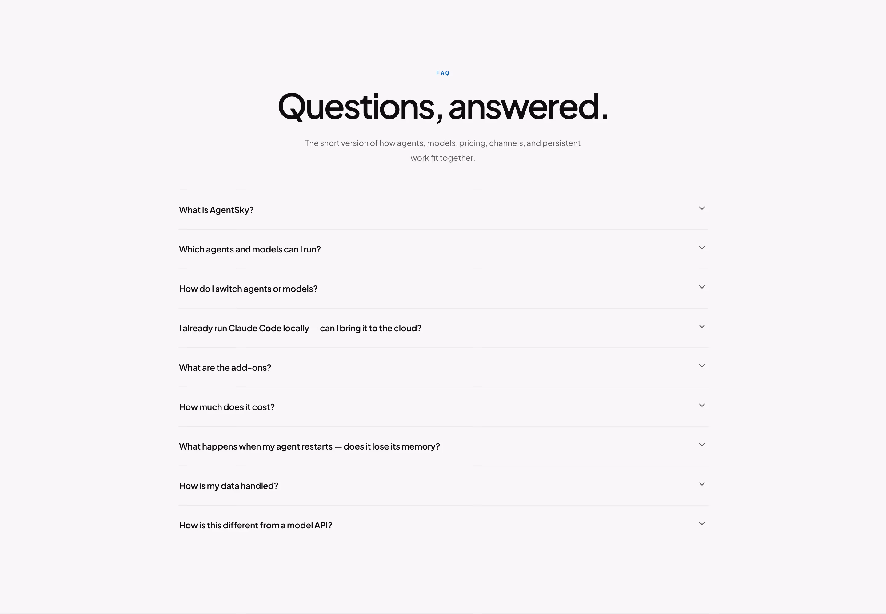 Agentsky faq design — Engineering & Infrastructure