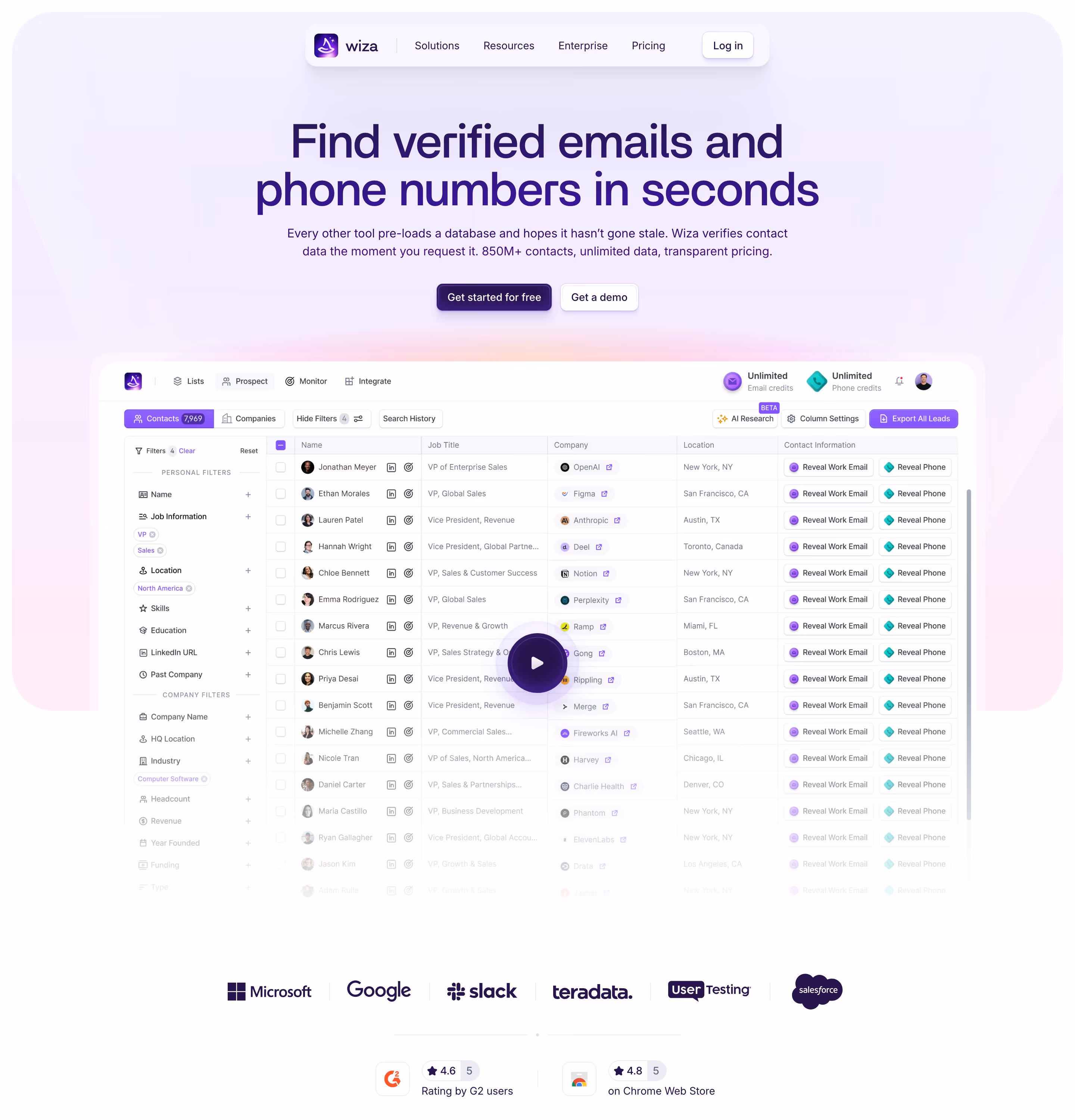 Wiza hero design — Sales & Support