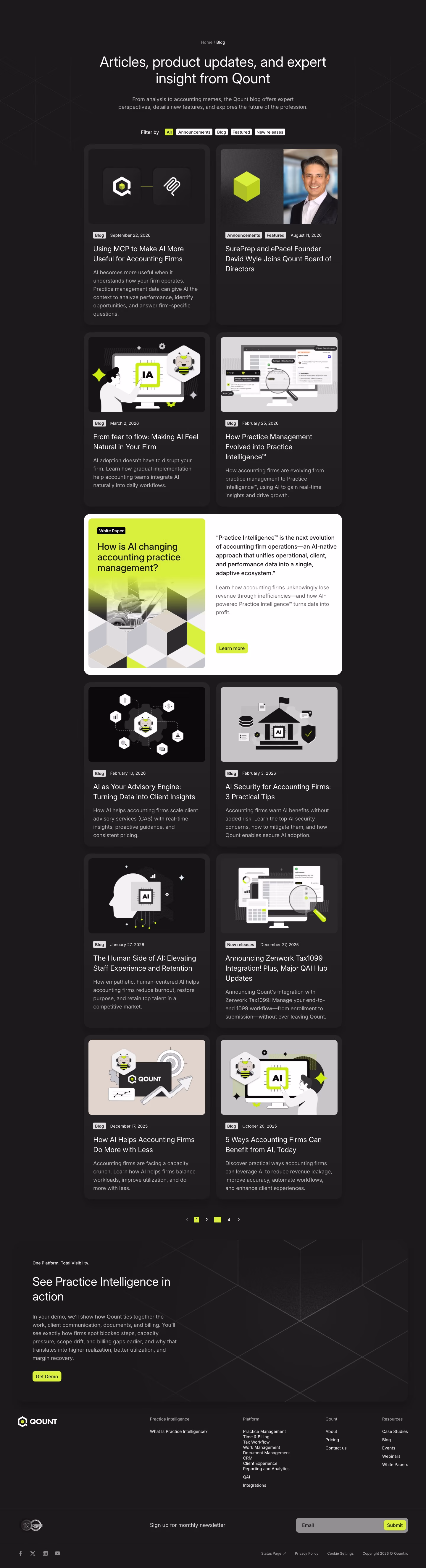 Qount Blog pages section design