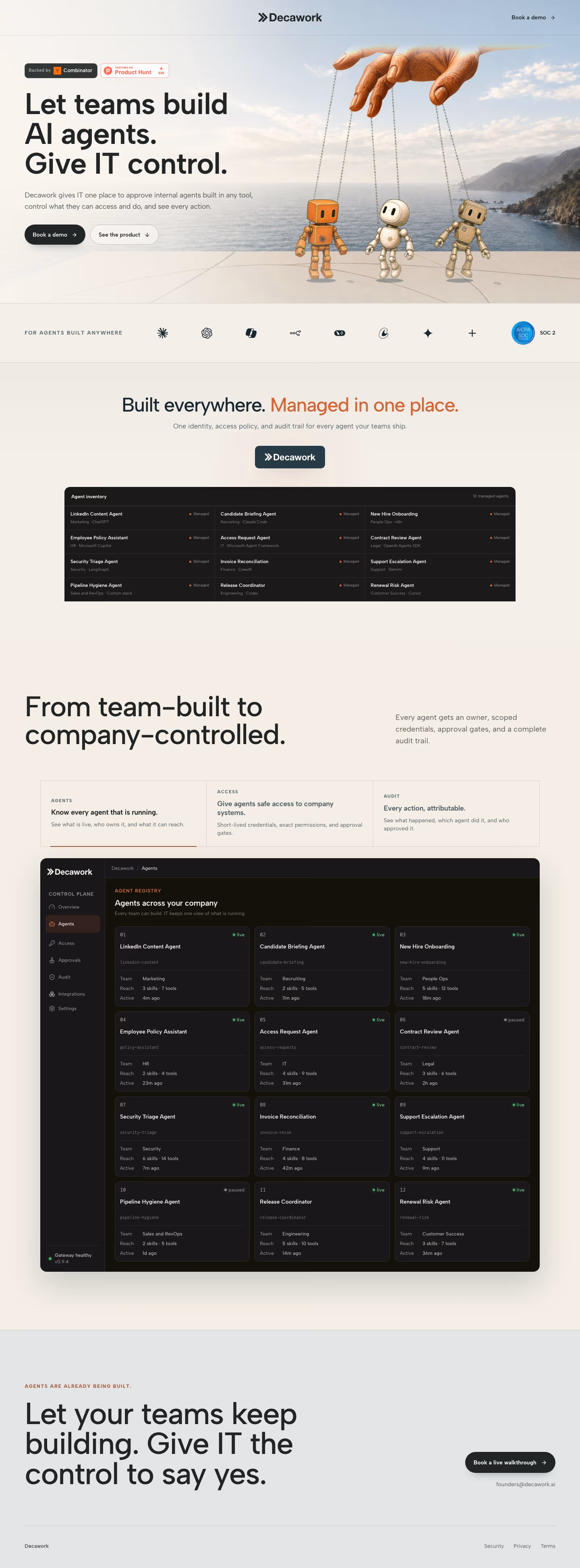Decawork landing page design — Productivity & Collaboration