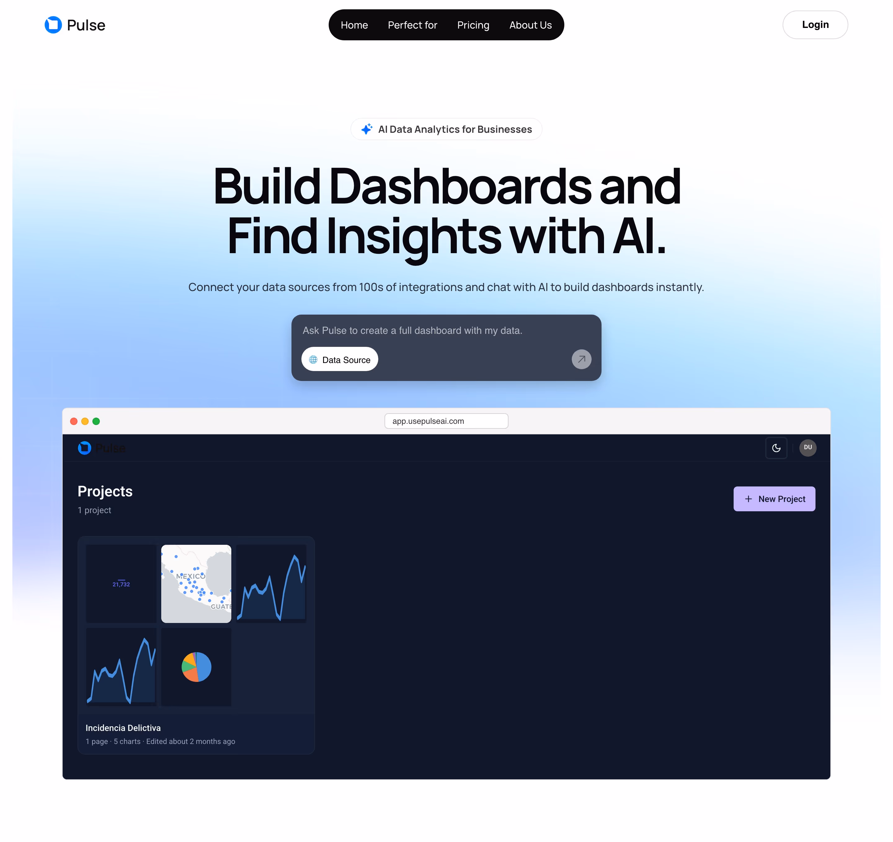 Usepulseai hero design — Data & Analytics