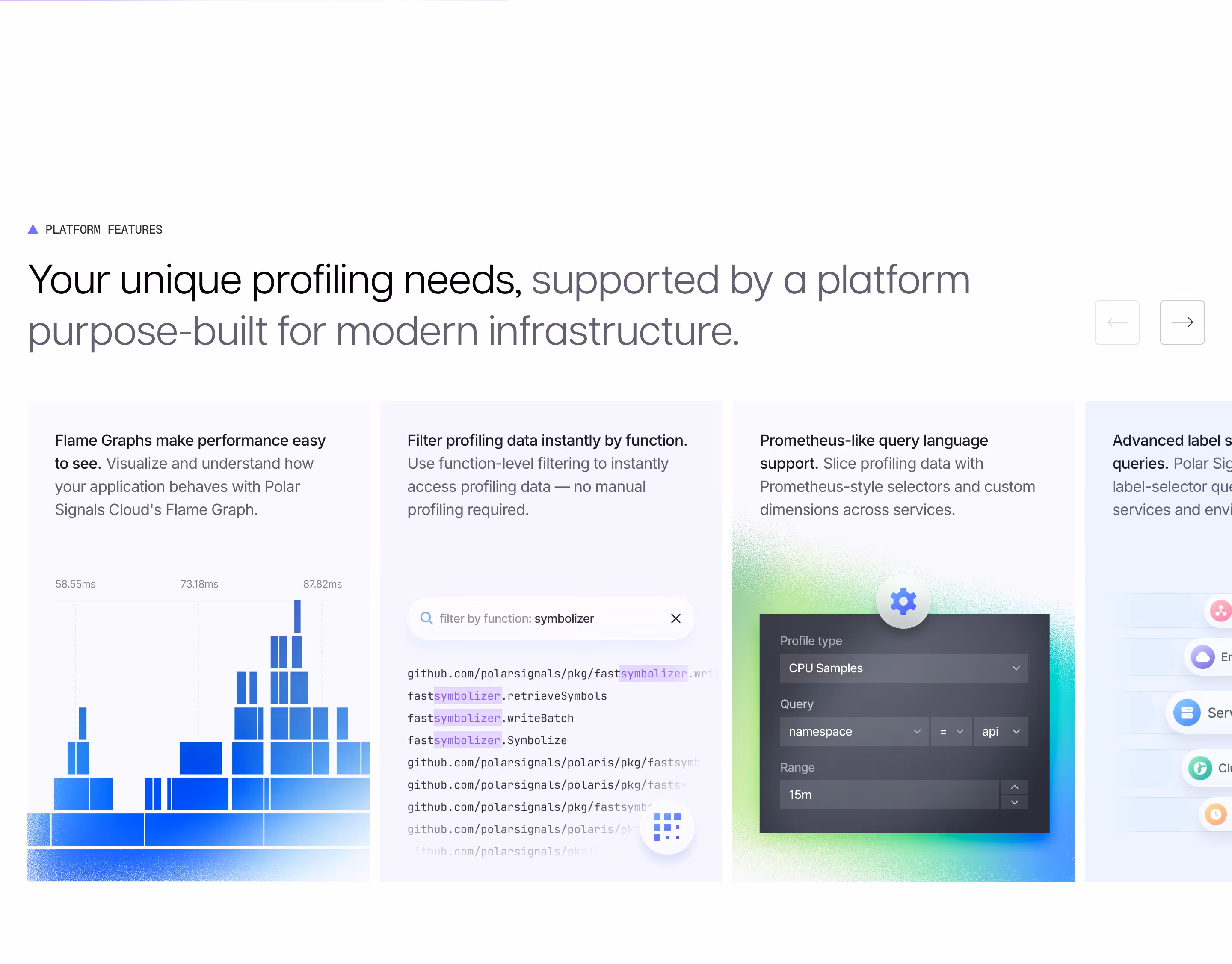 Polarsignals Features section design