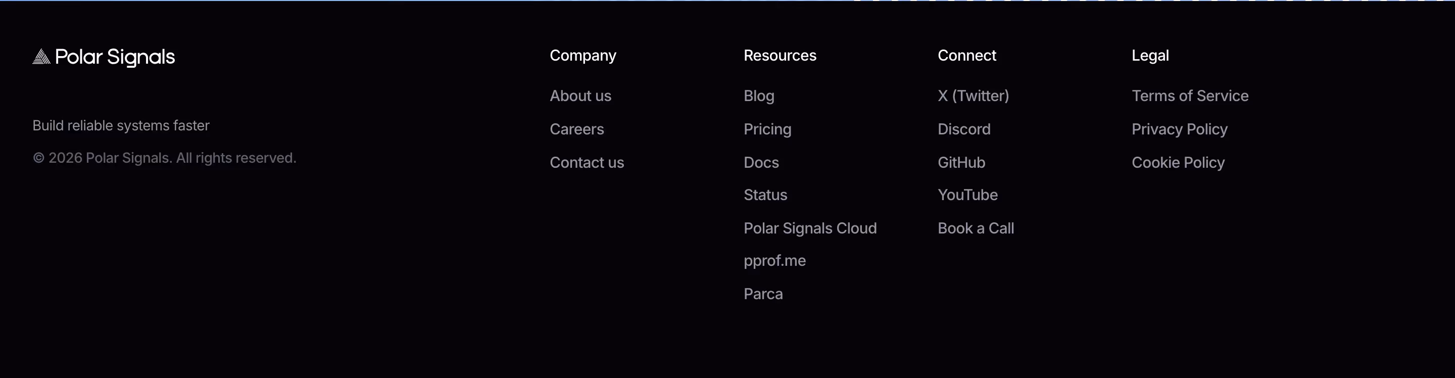 Polarsignals footer design — Engineering & Infrastructure