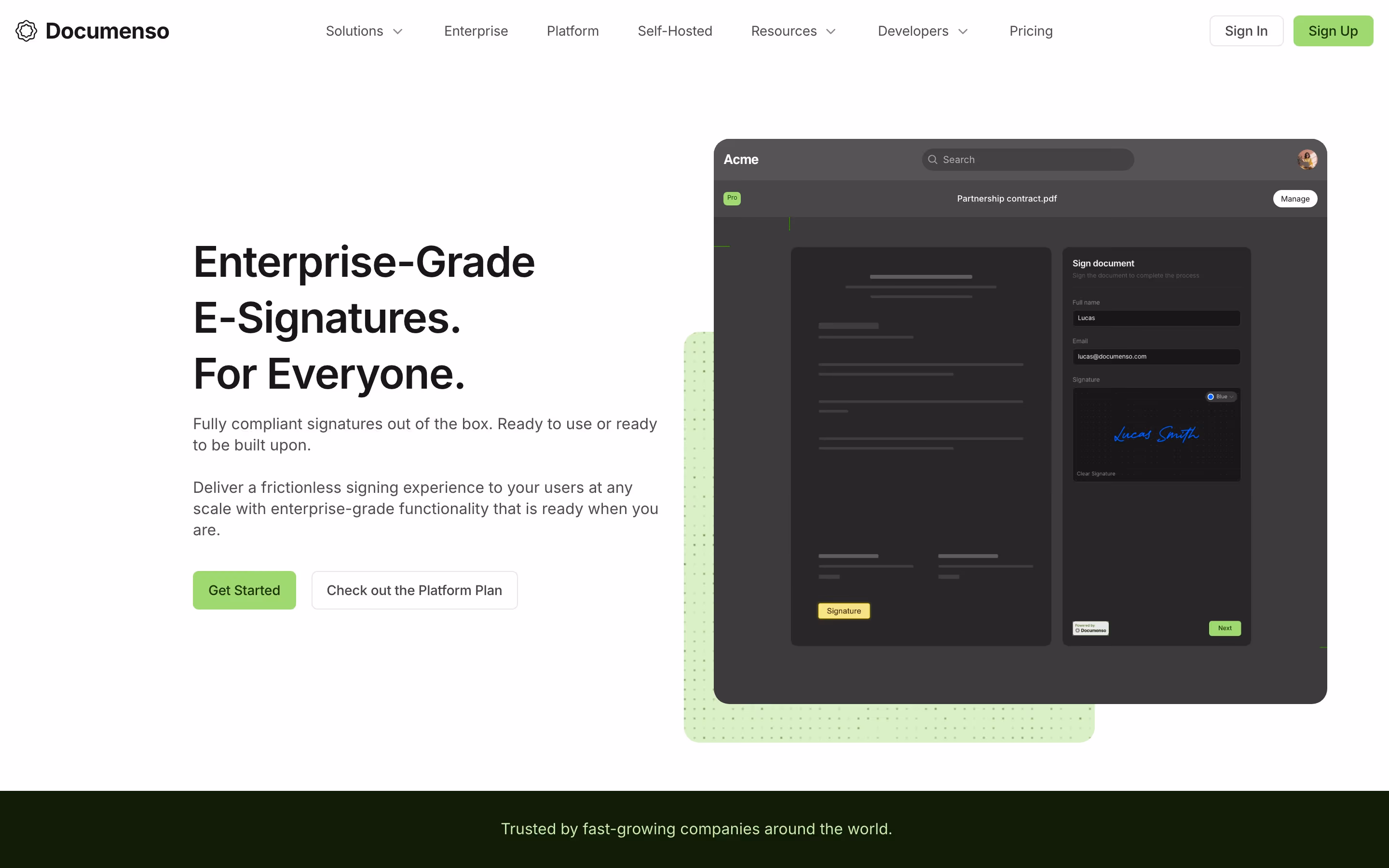 Documenso hero design — Sales & Support