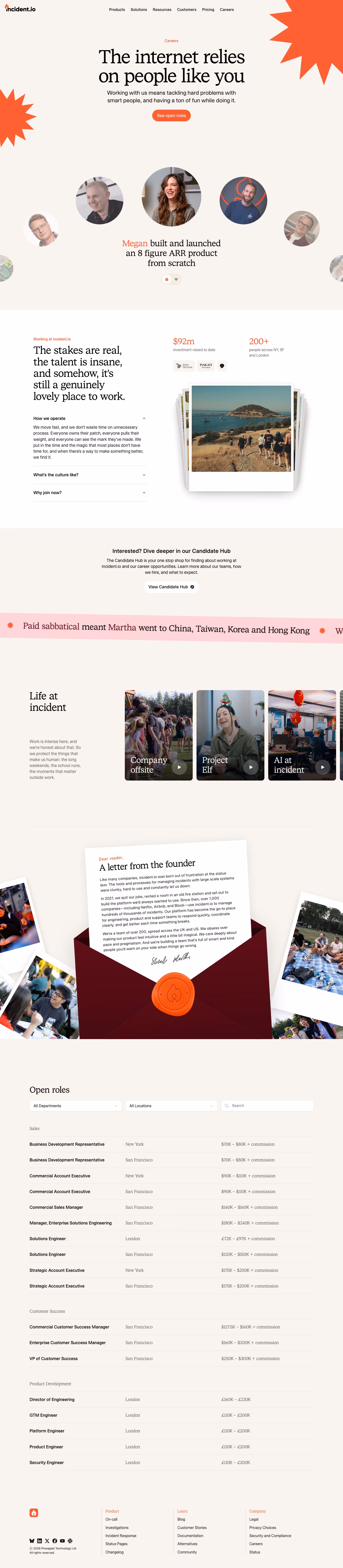 Incident Careers pages section design