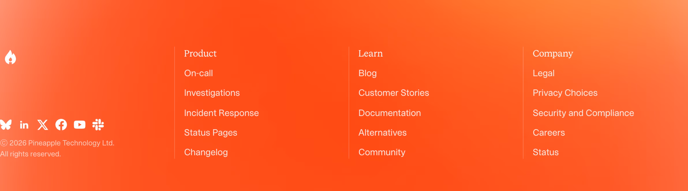 Incident footer design — Engineering & Infrastructure