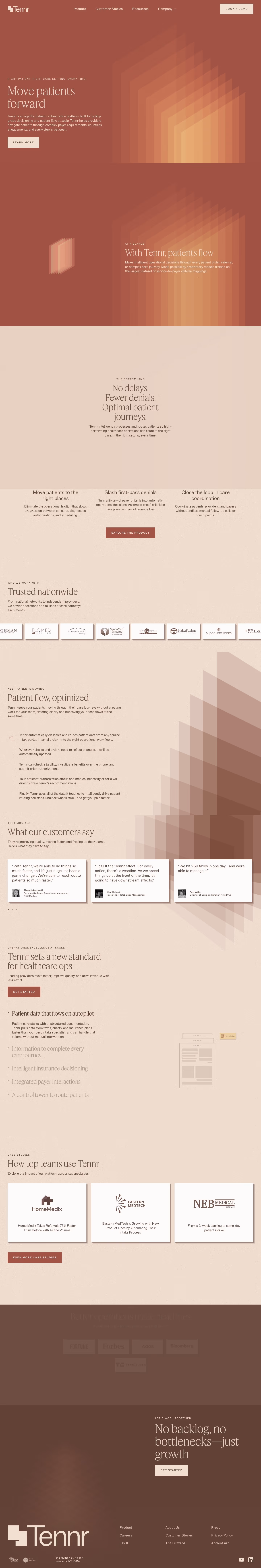 Tennr full landing page screenshot (desktop)