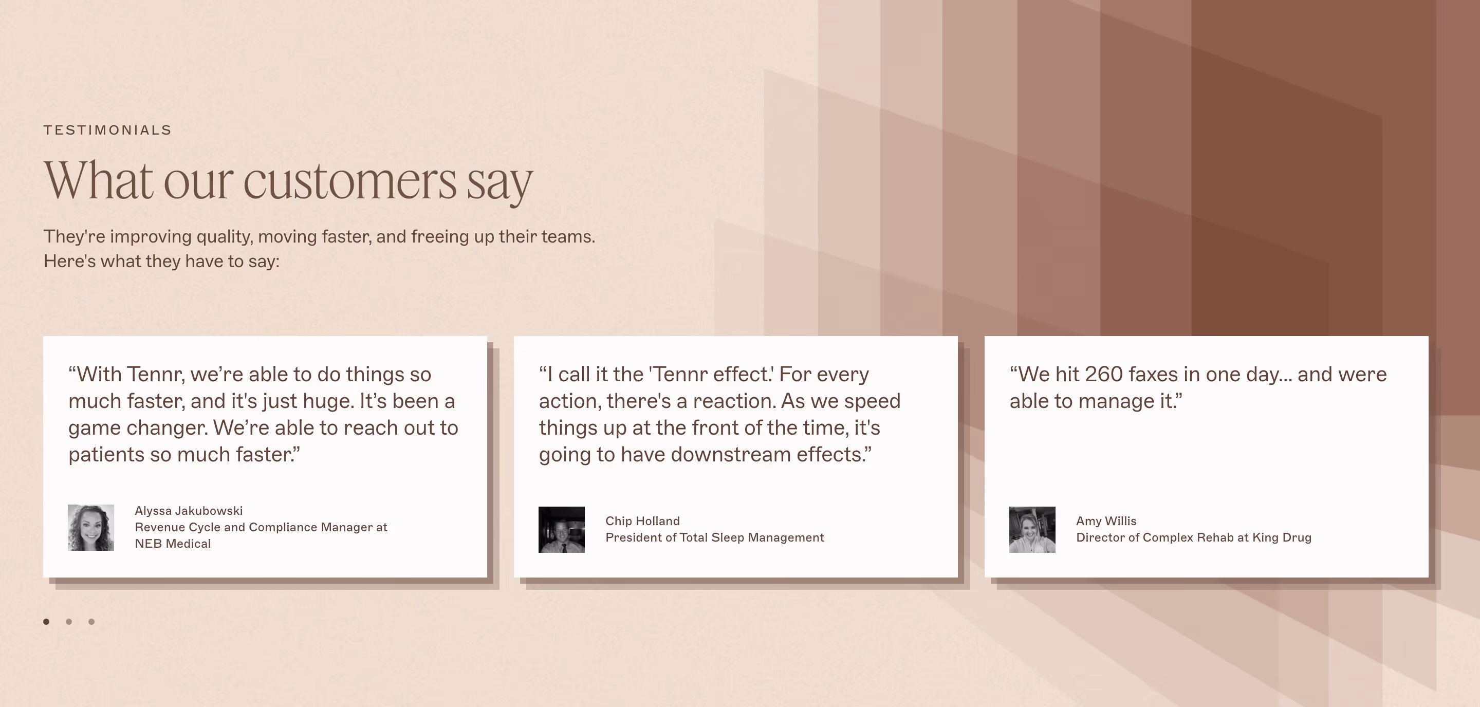 Tennr testimonials — Industry Solutions