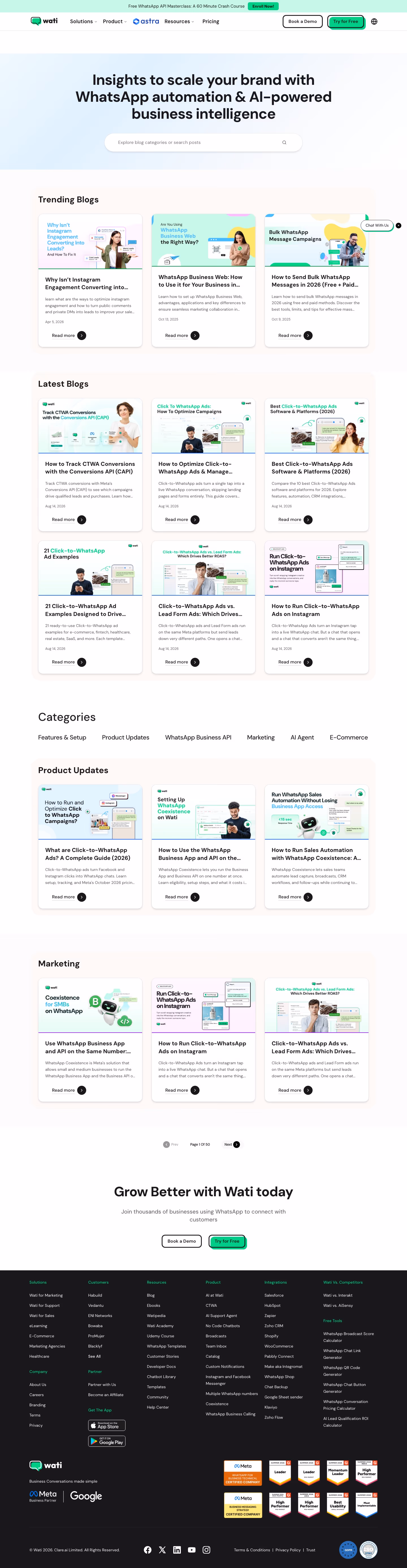 Wati Blog pages section design