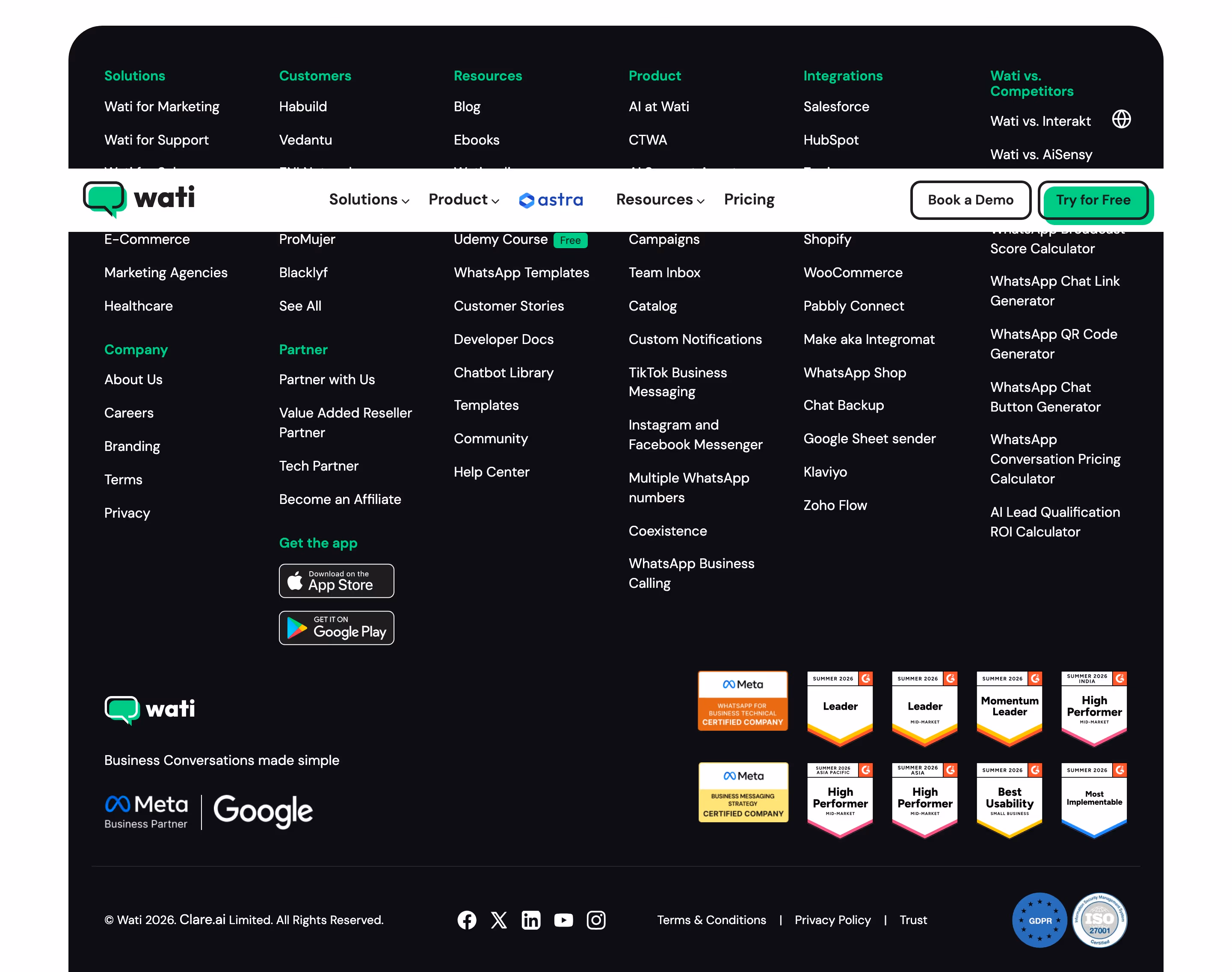 Wati footer design — Marketing