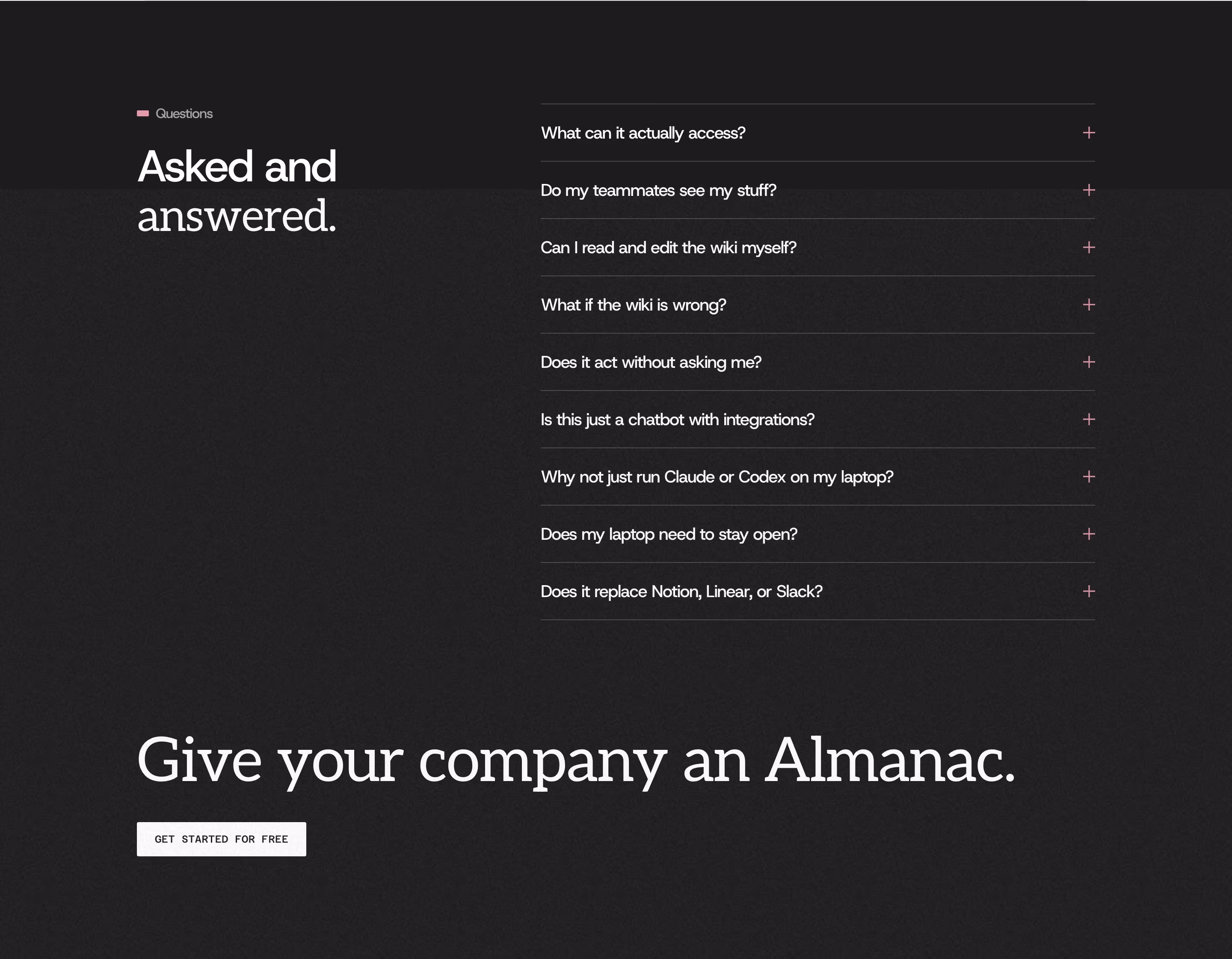 Usealmanac faq design — Productivity & Collaboration