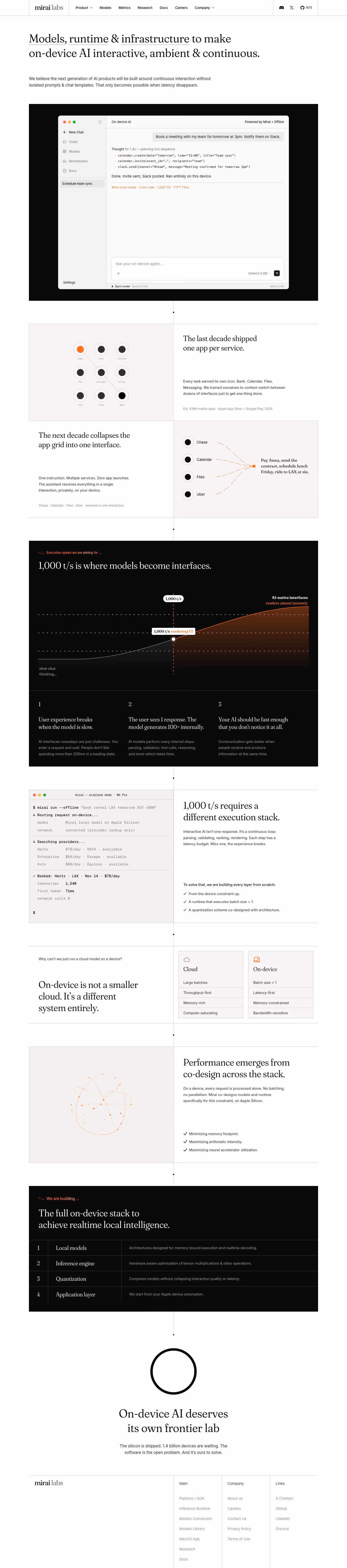 Mirai landing page design