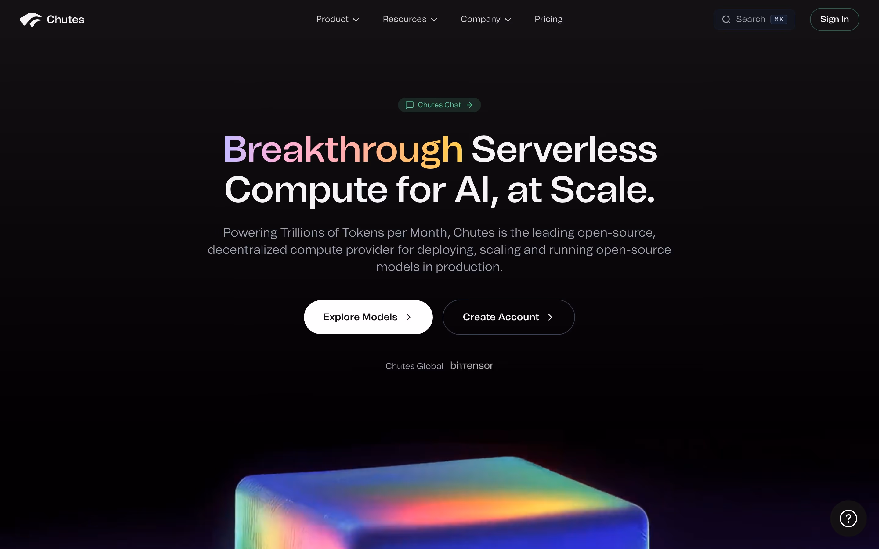 Chutes hero design — Engineering & Infrastructure
