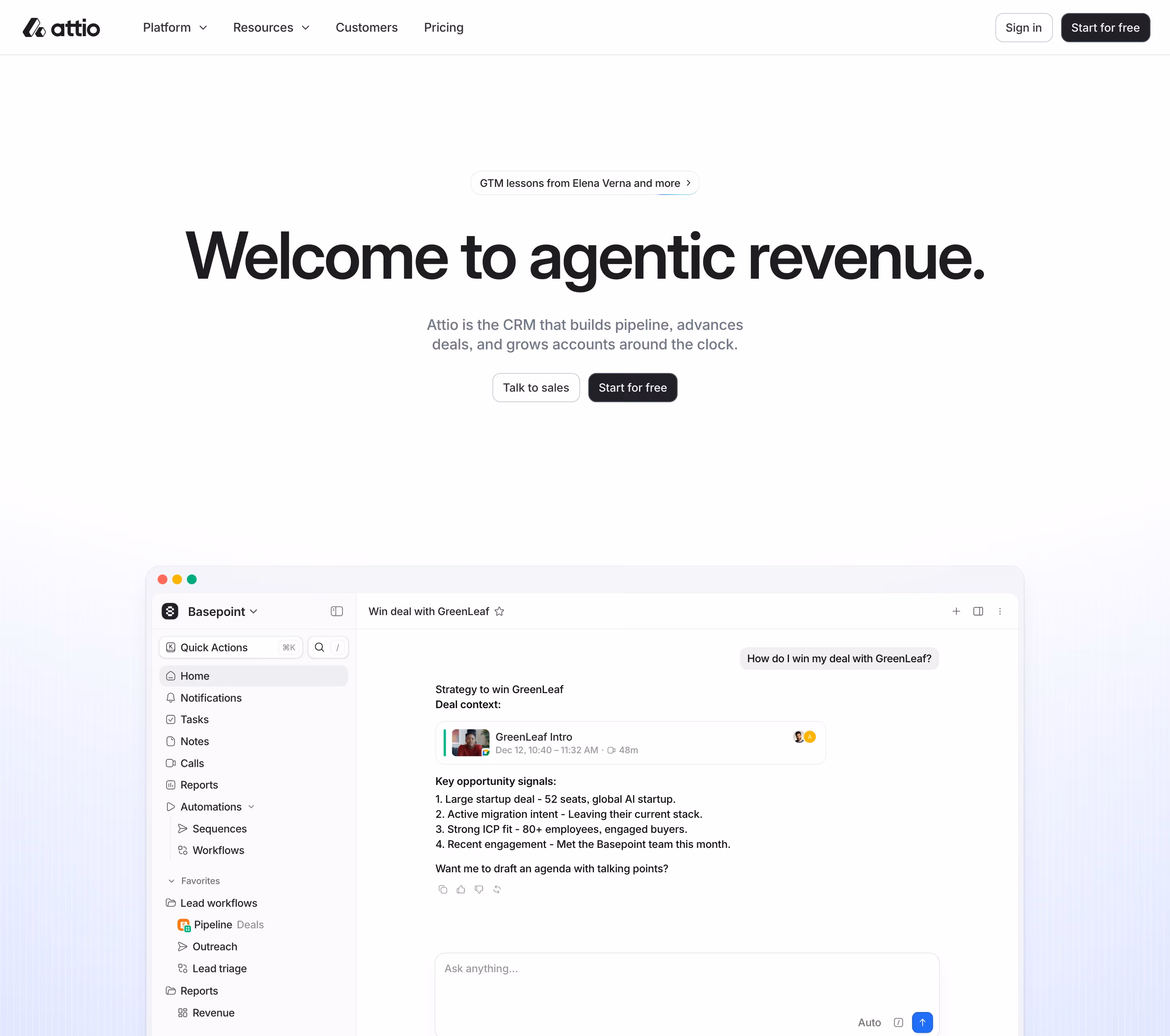 Attio hero design — Sales & Support