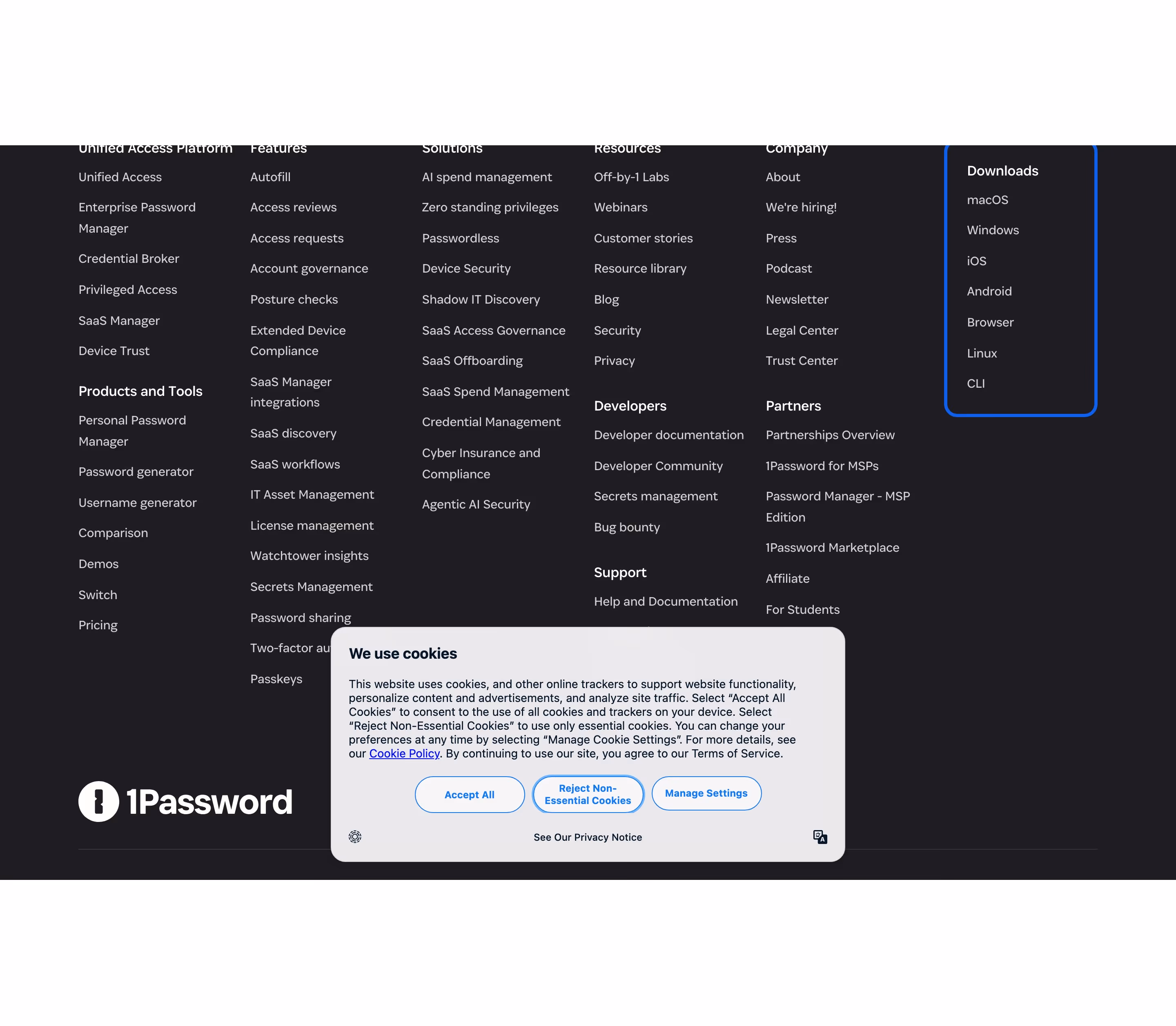 1password footer design — Security