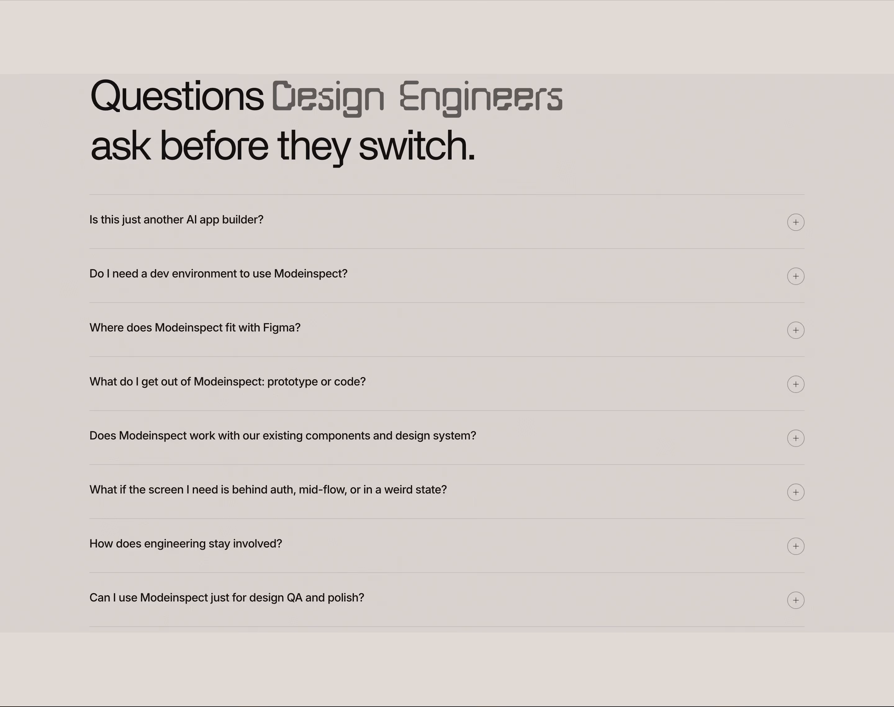 Modeinspect faq design — Design & Creative