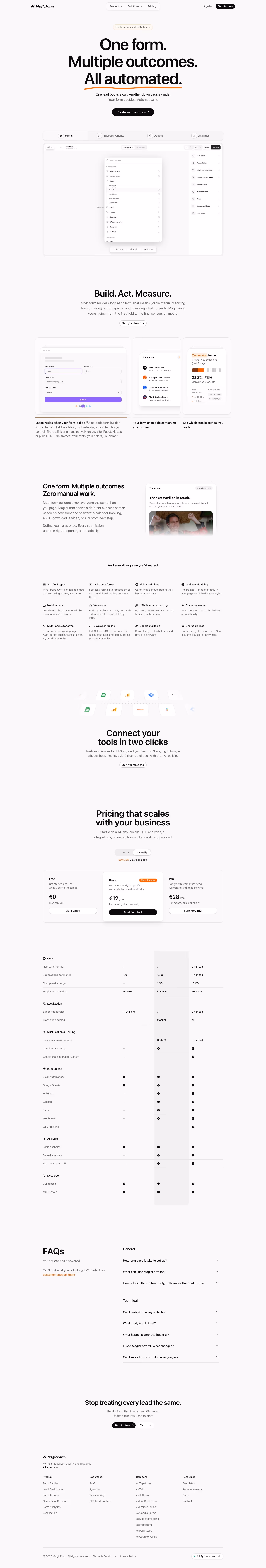 Getmagicform Pricing & Plans section design