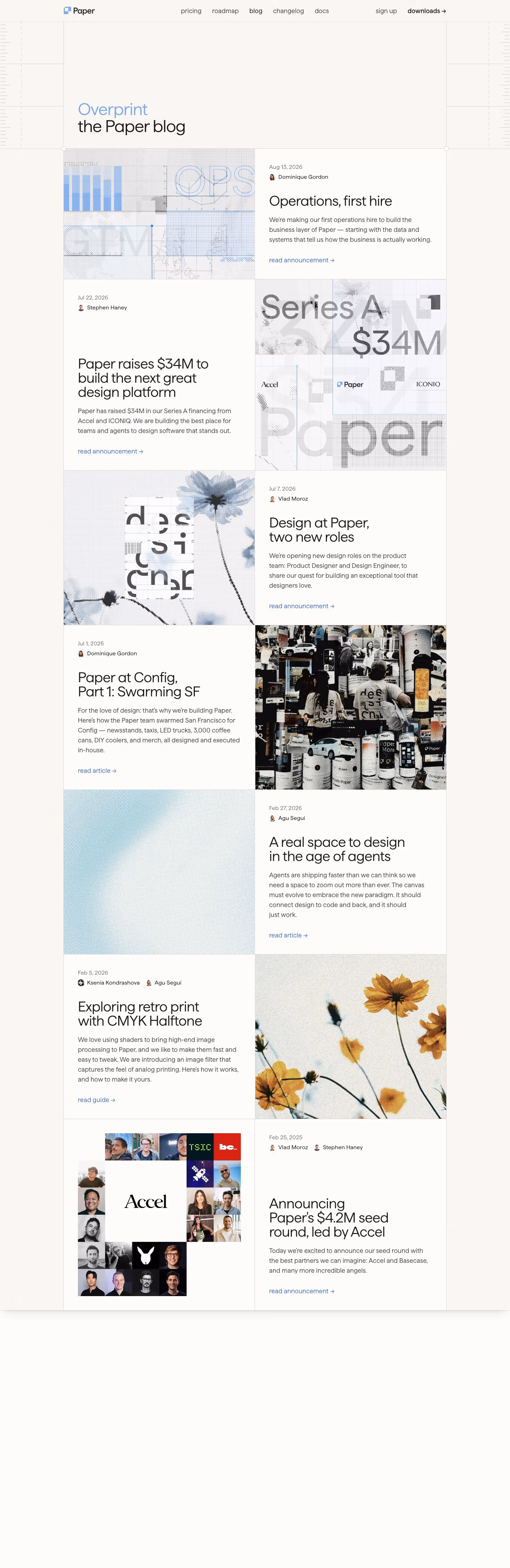 Paper Blog pages section design