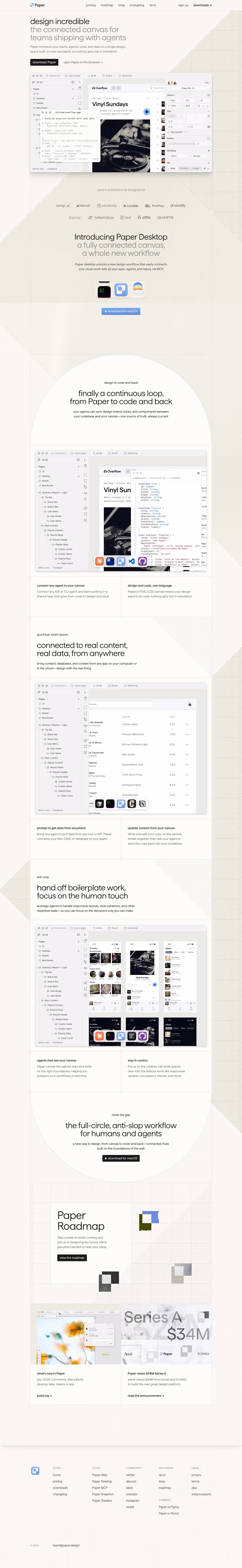 Paper landing page design