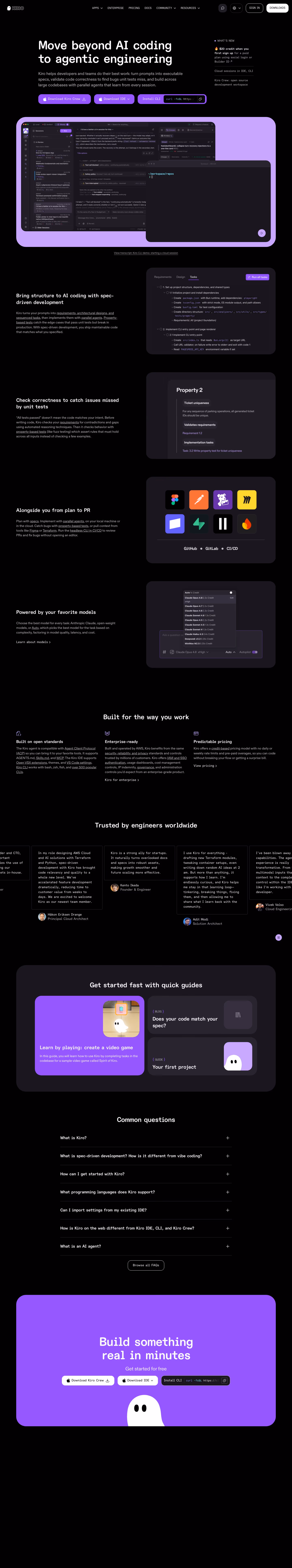 Kiro full landing page screenshot (desktop)