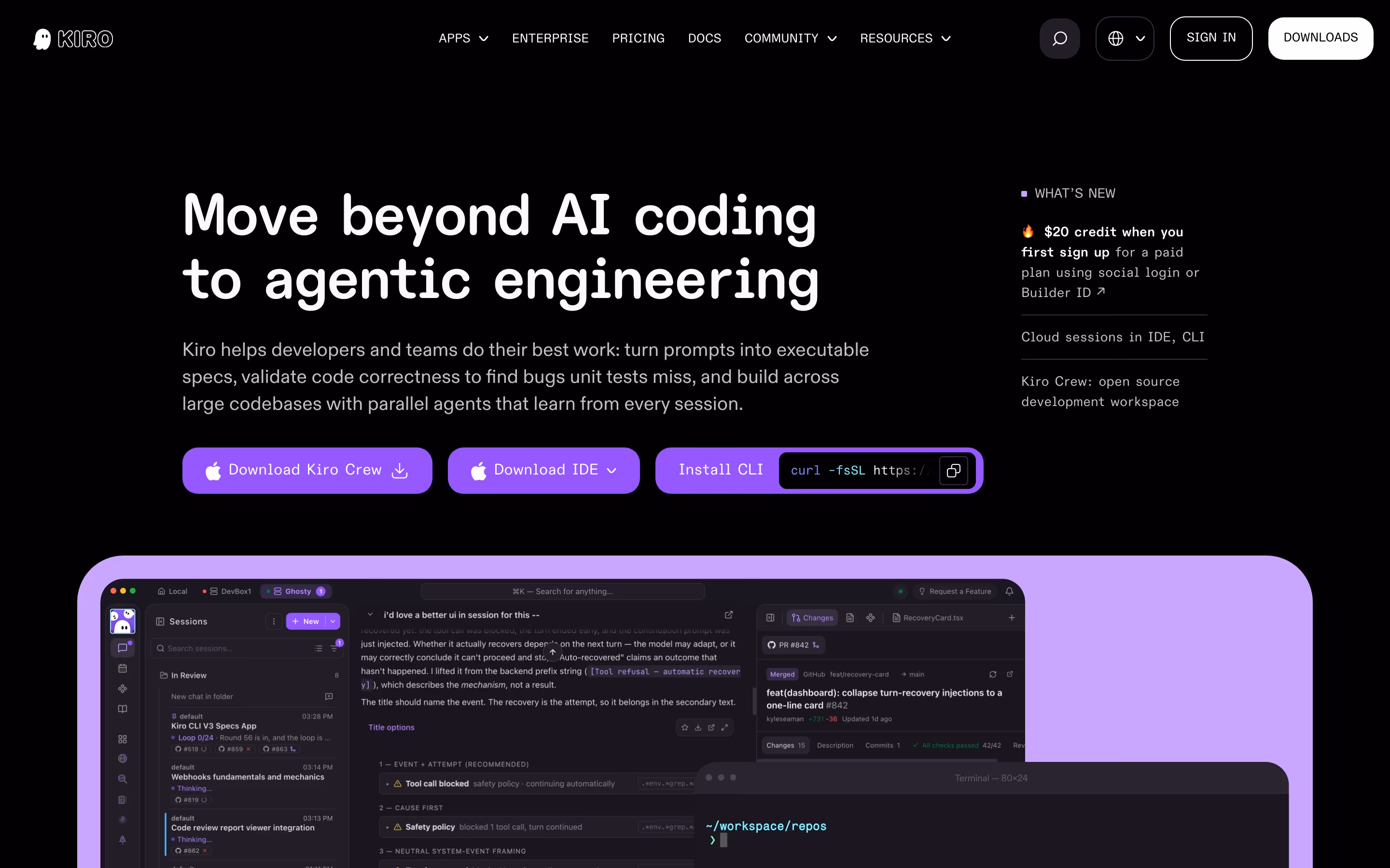 Kiro hero design — Engineering & Infrastructure