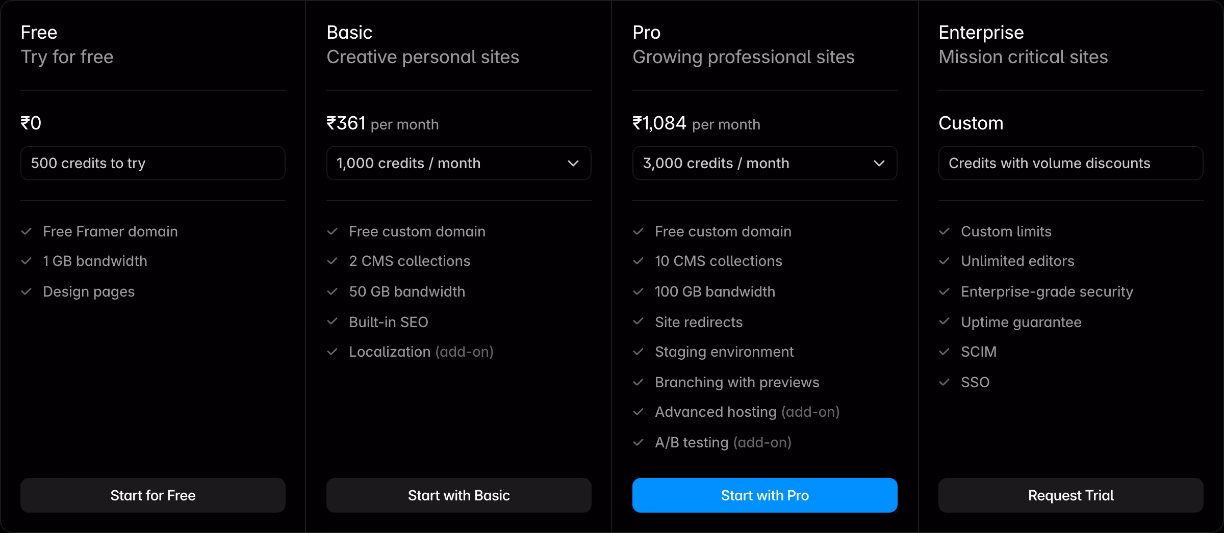 Framer pricing design — Design & Creative