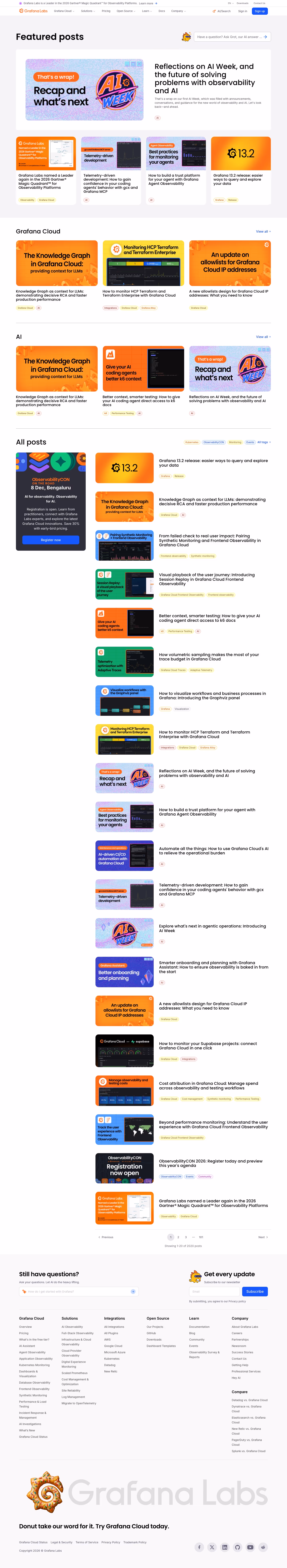 Grafana Blog pages section design