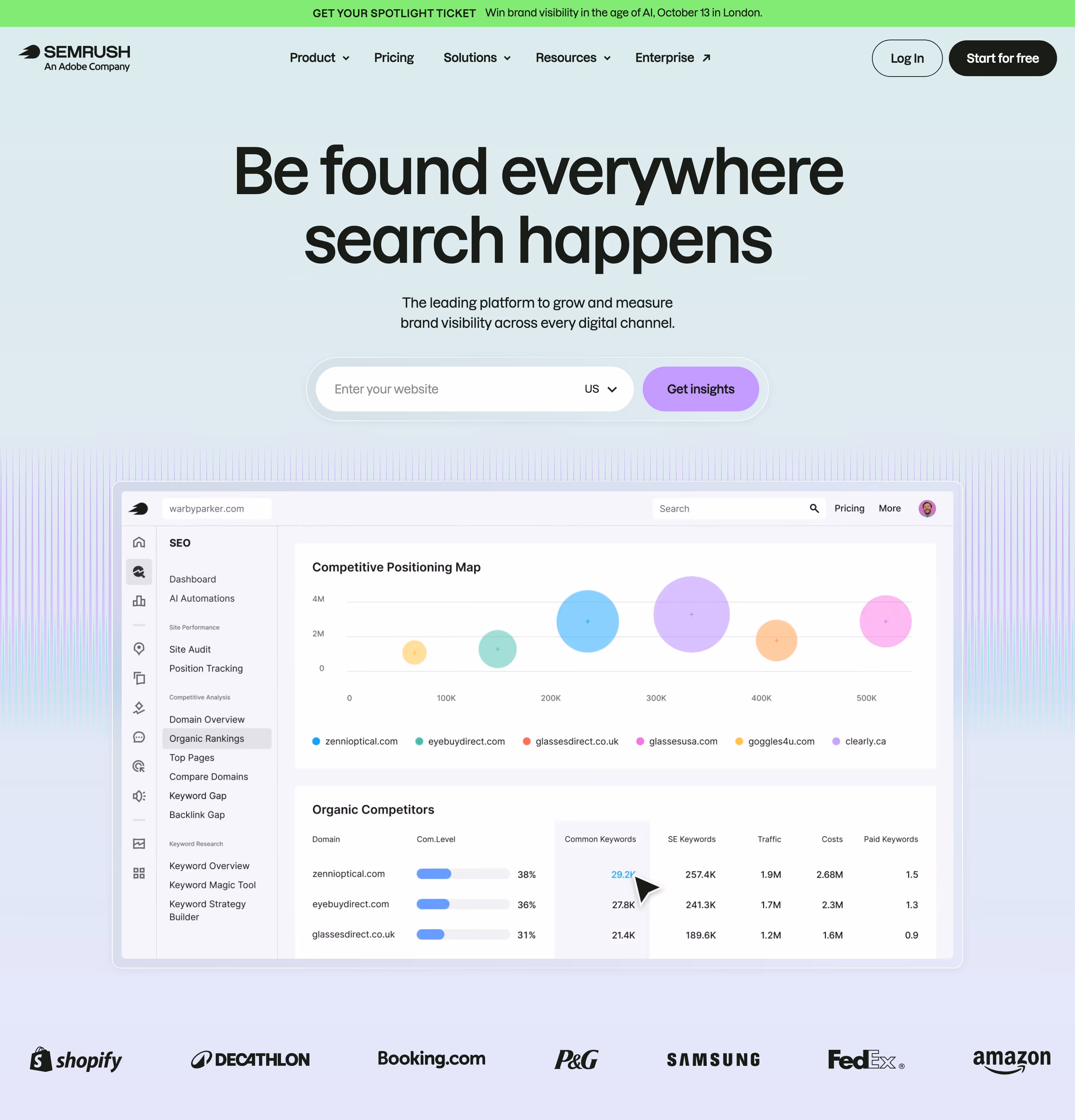 Semrush hero design — Marketing