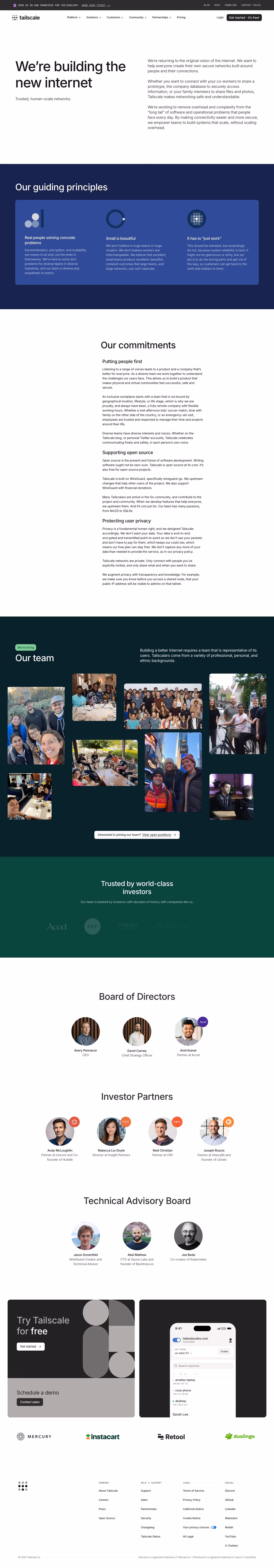Tailscale about-us — Engineering & Infrastructure