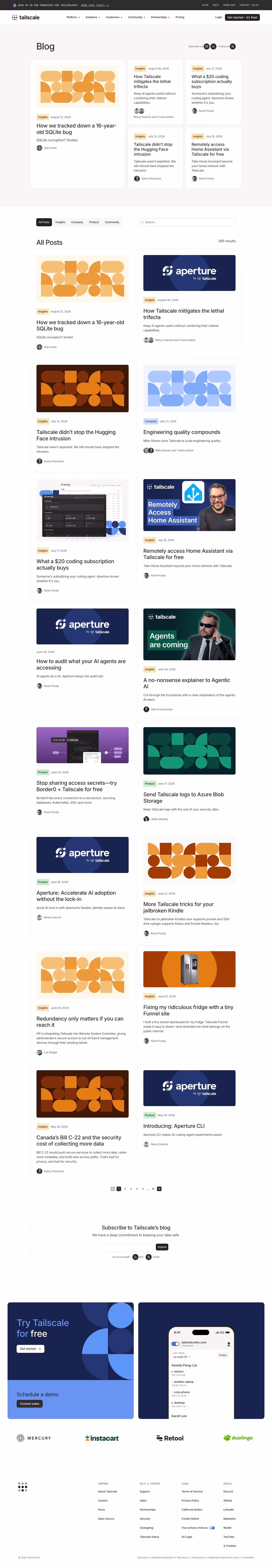Tailscale Blog pages section design