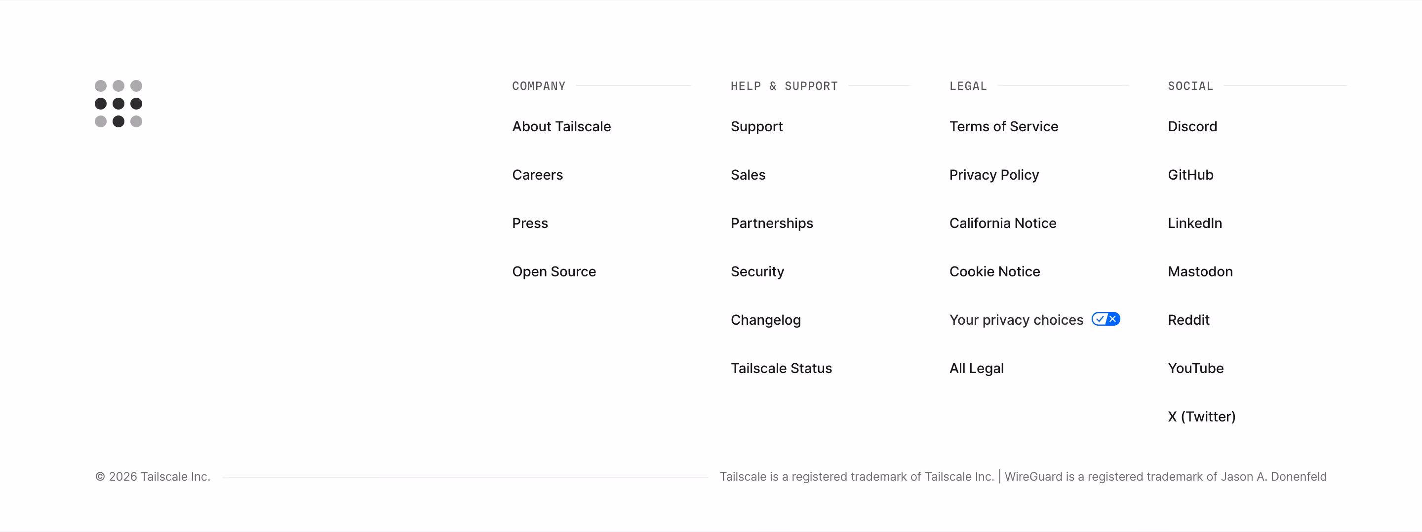 Tailscale footer design — Engineering & Infrastructure