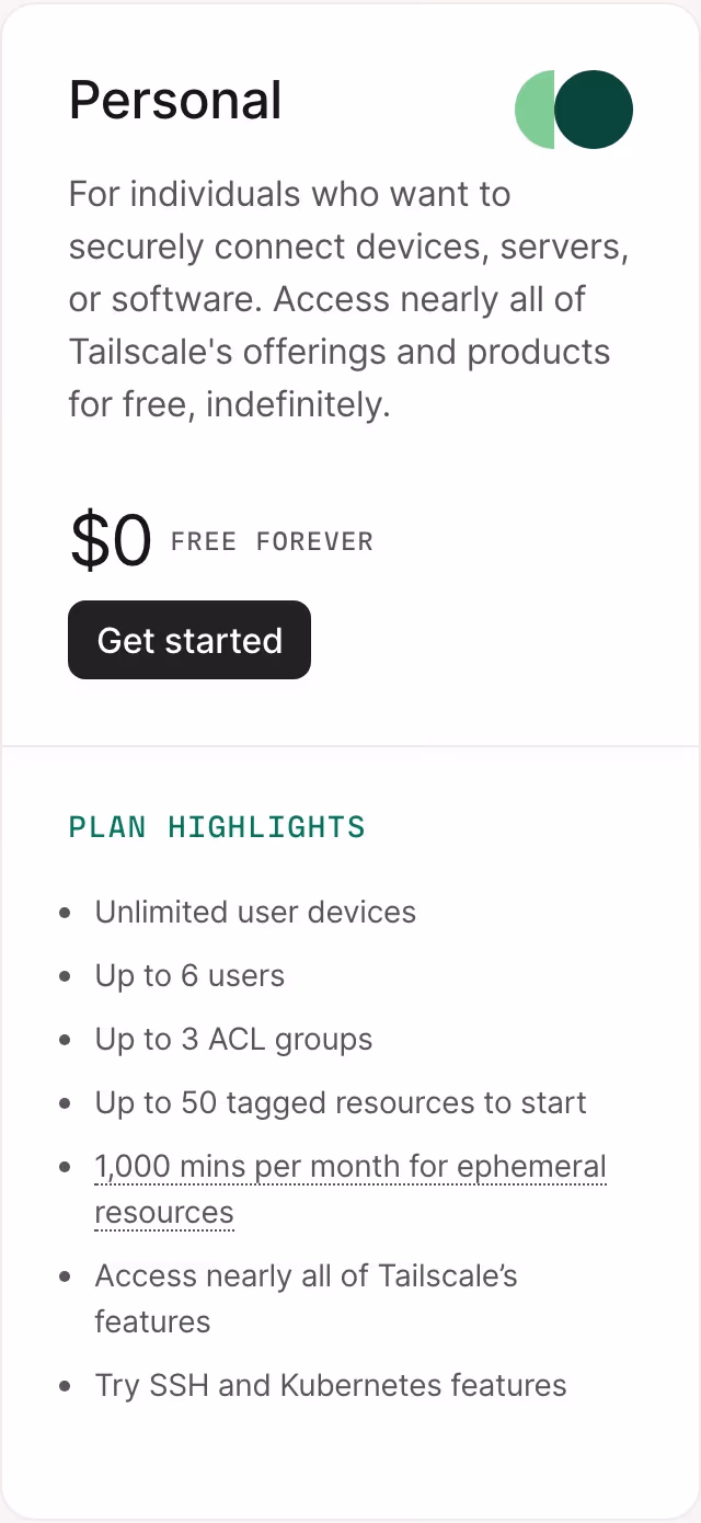 Tailscale pricing — Engineering & Infrastructure
